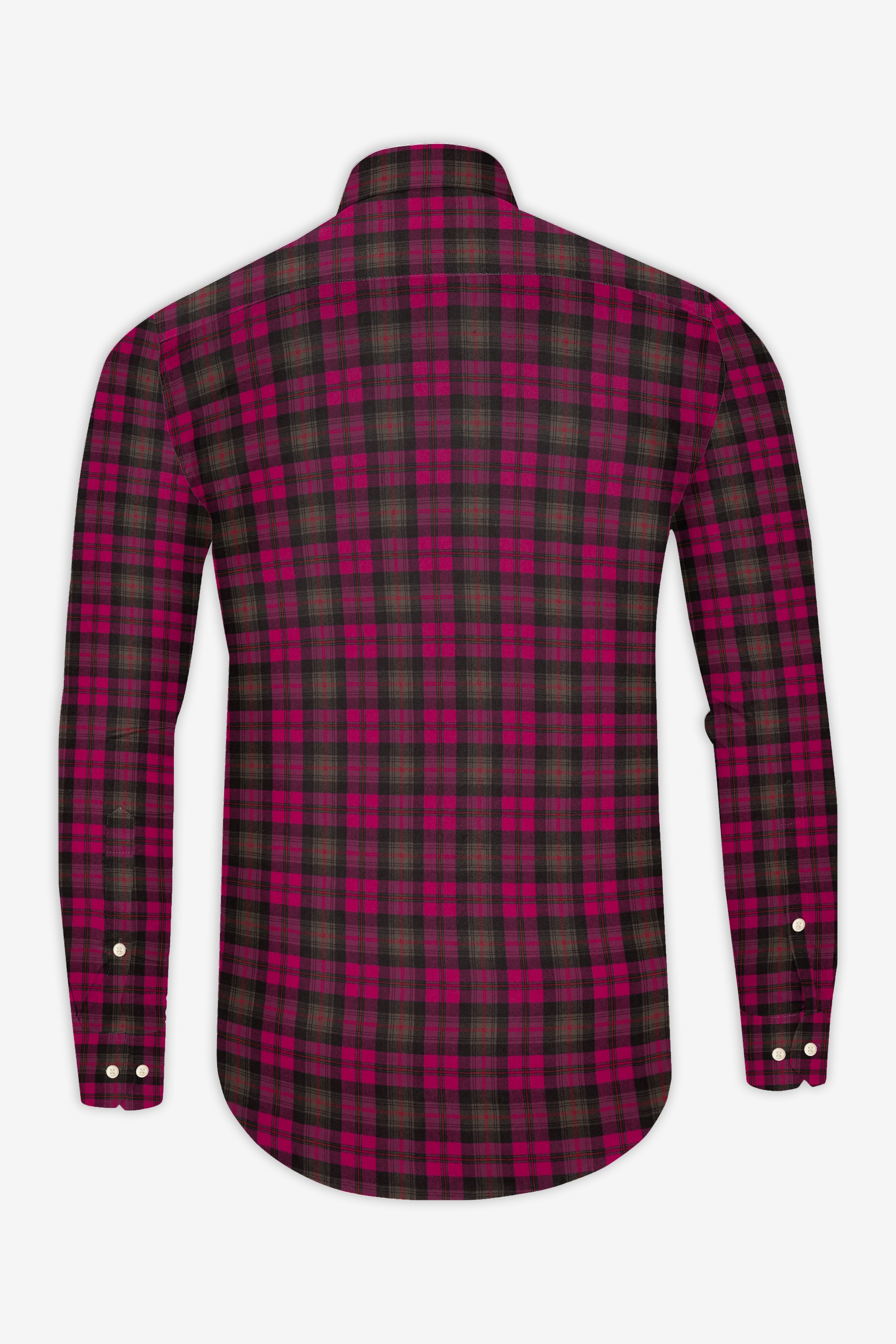 Flirt Pink with Birch Brown Plaid Herringbone Shirt