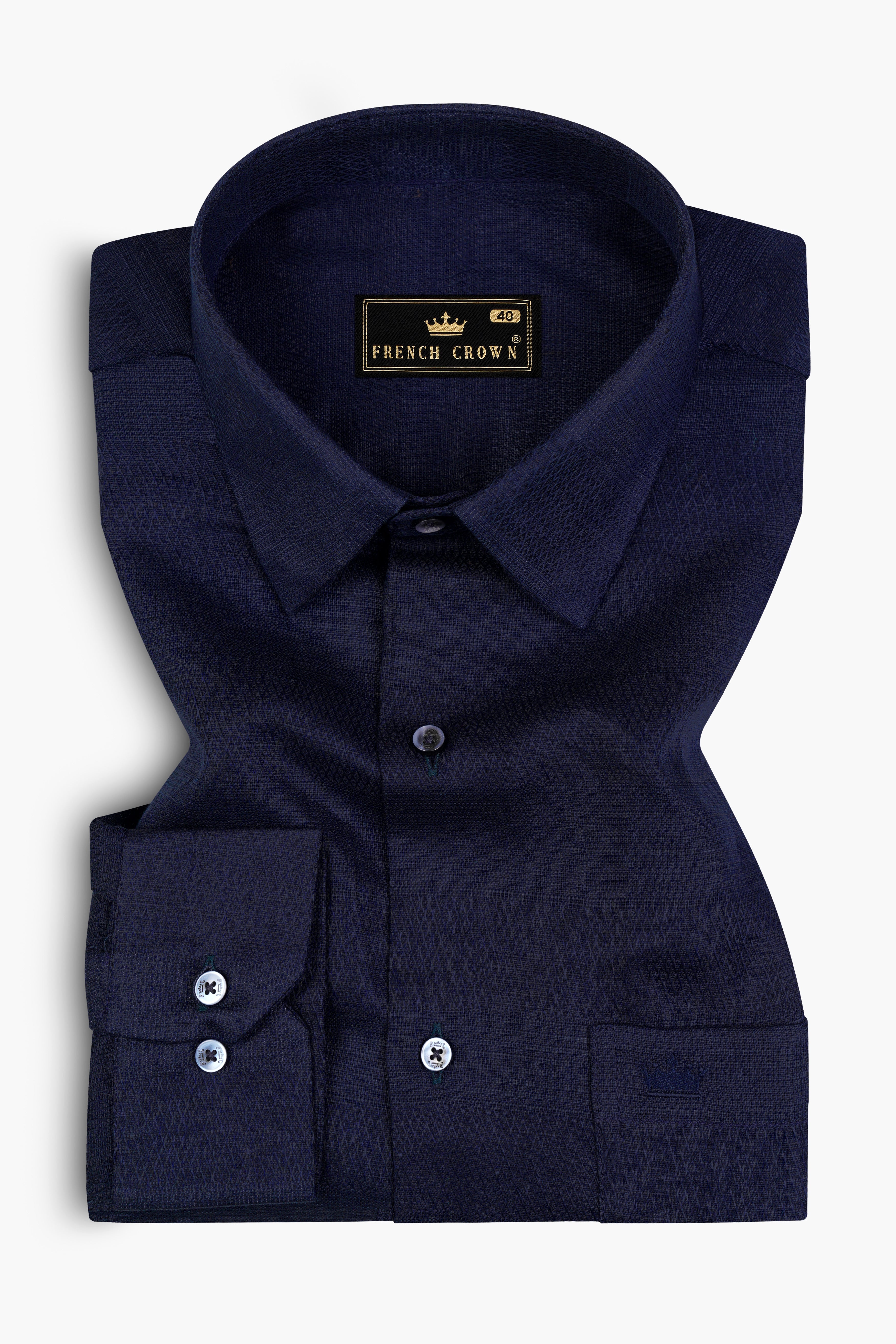 Mirage Blue Dobby Textured Premium Cotton Shirt