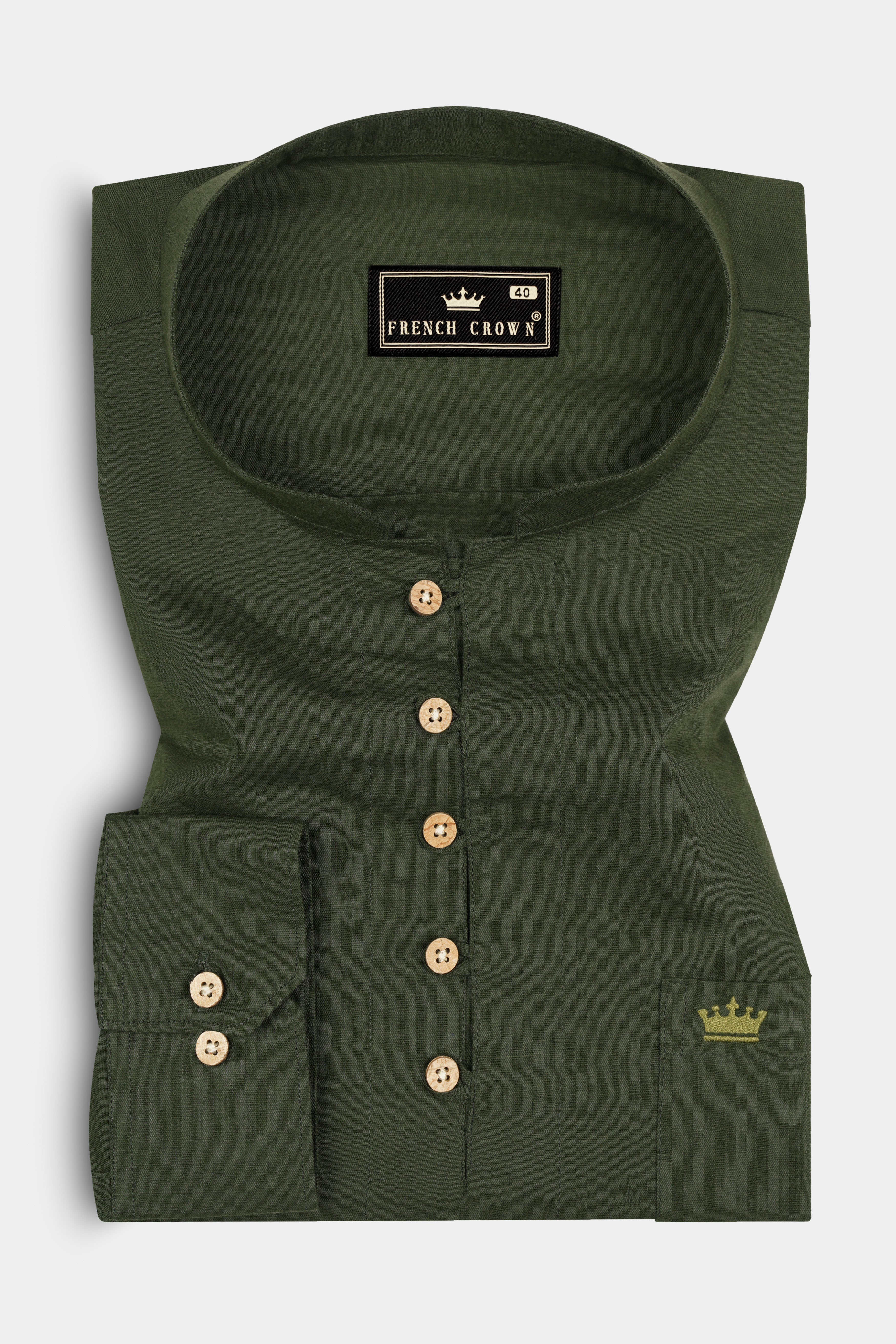 Rifle Green Luxuries Linen Shirt