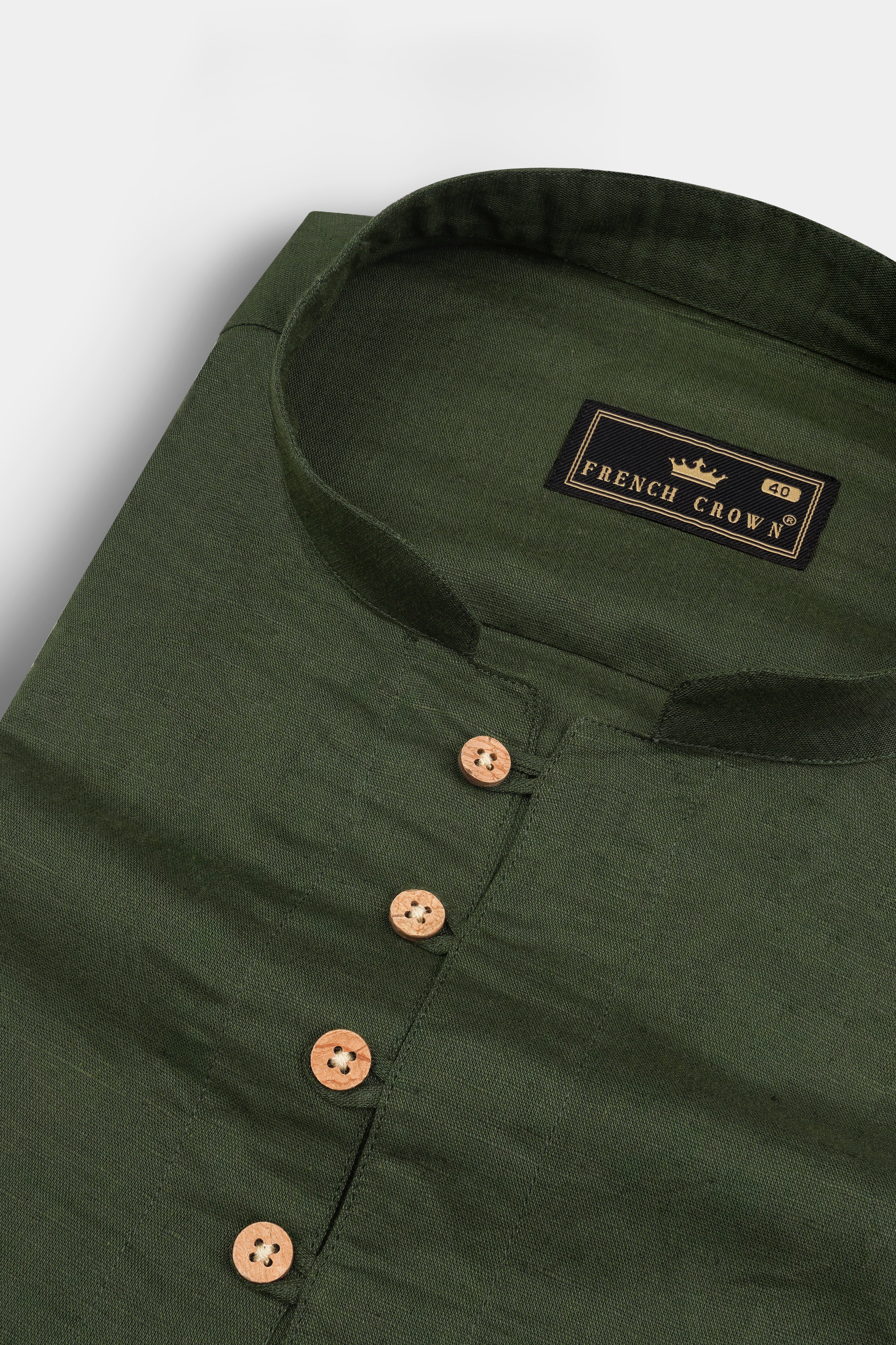 Rifle Green Luxuries Linen Shirt