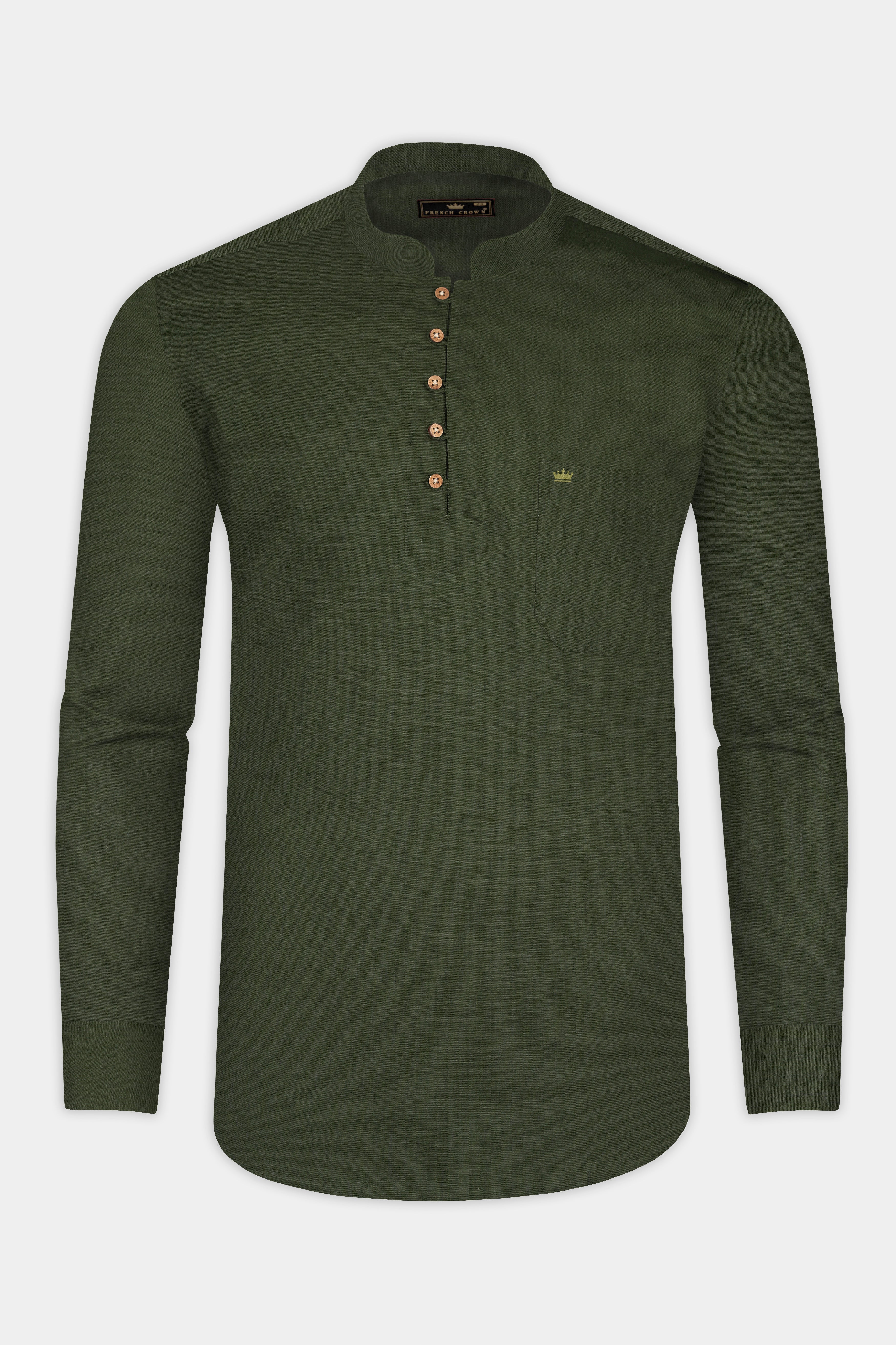 Rifle Green Luxuries Linen Shirt