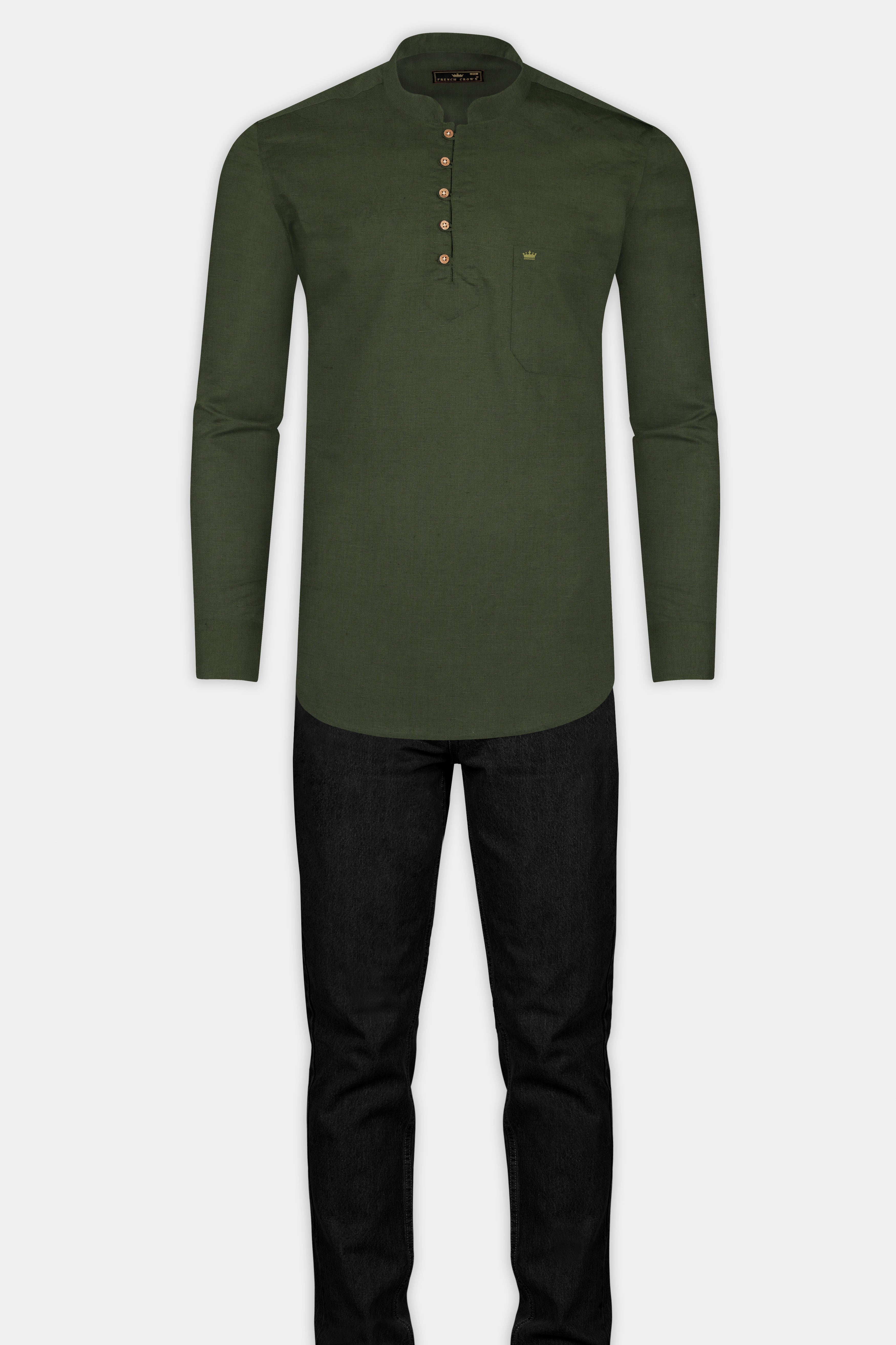 Rifle Green Luxuries Linen Shirt