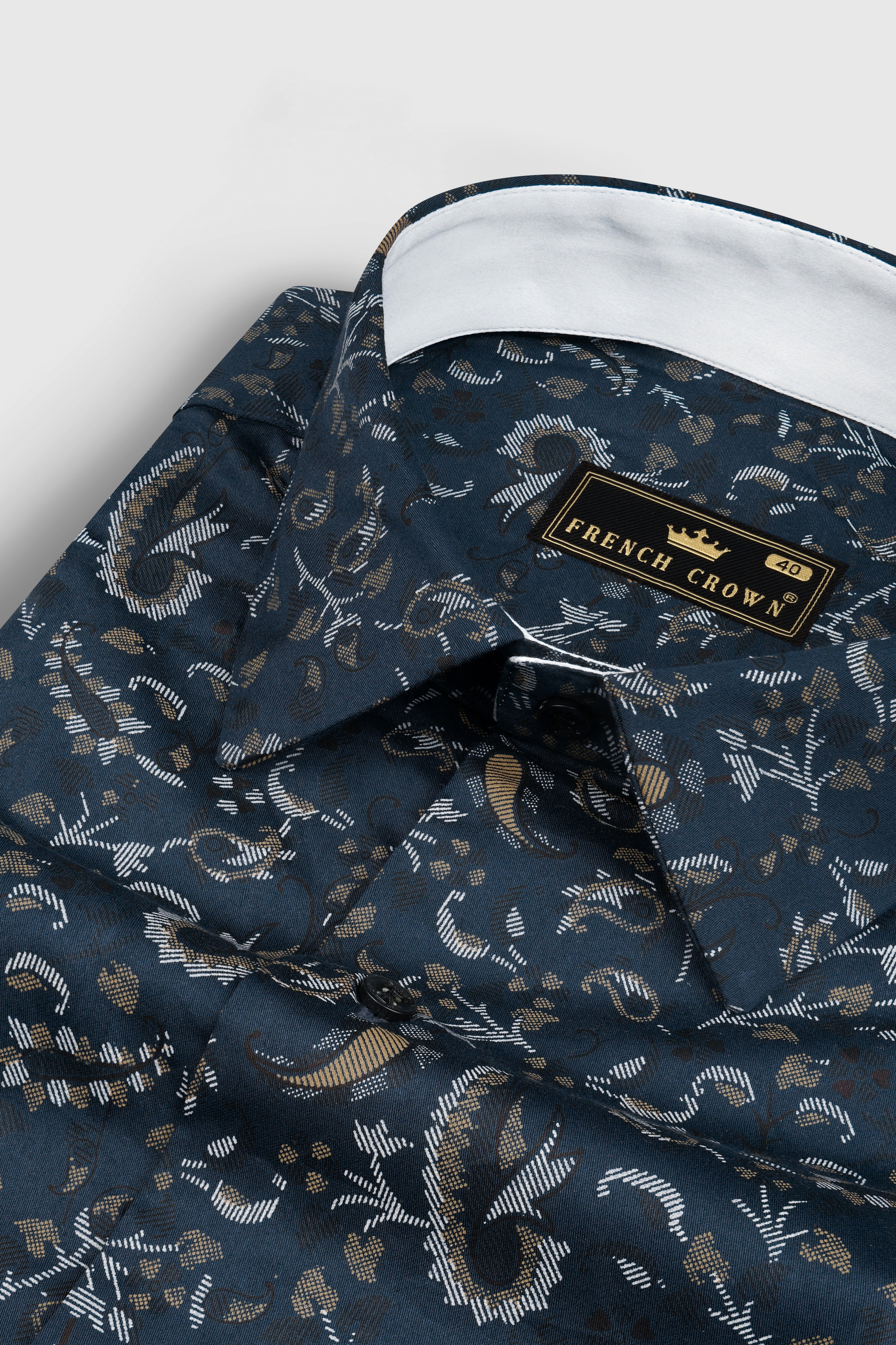 Nile Blue Leaf Printed Super Soft Premium Cotton Shirt