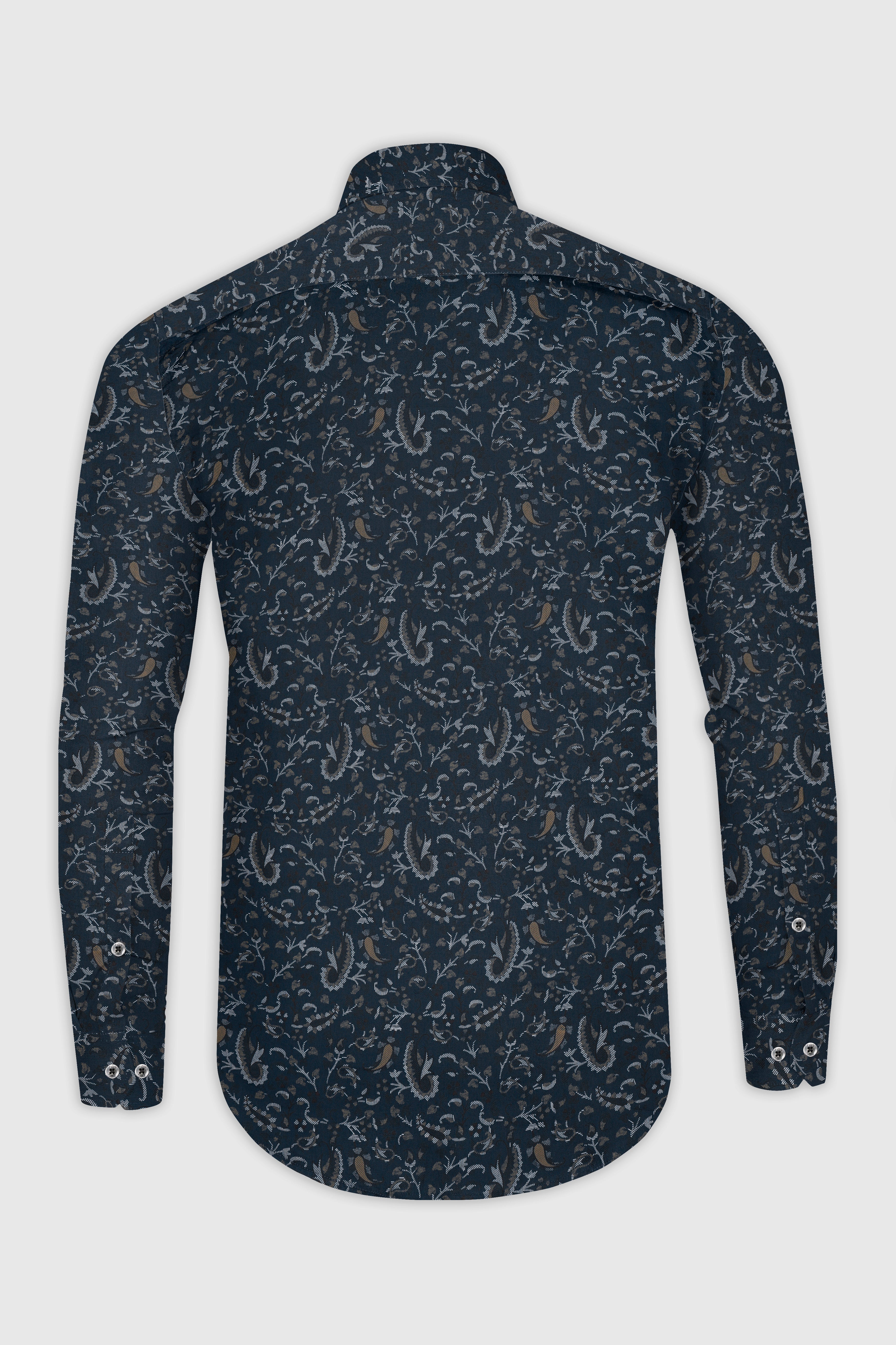 Nile Blue Leaf Printed Super Soft Premium Cotton Shirt