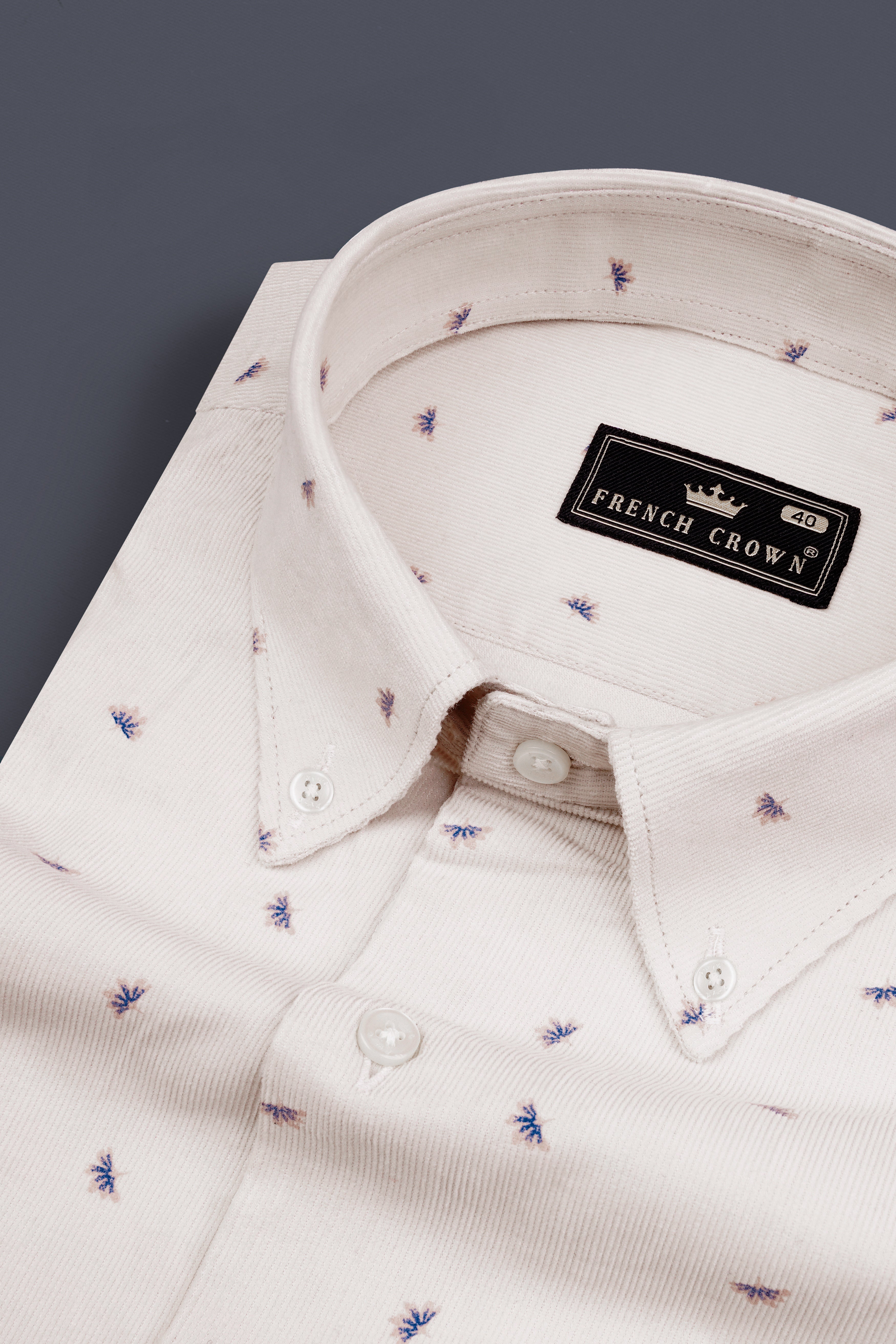 Periglacial White printed Corduroy Shirt