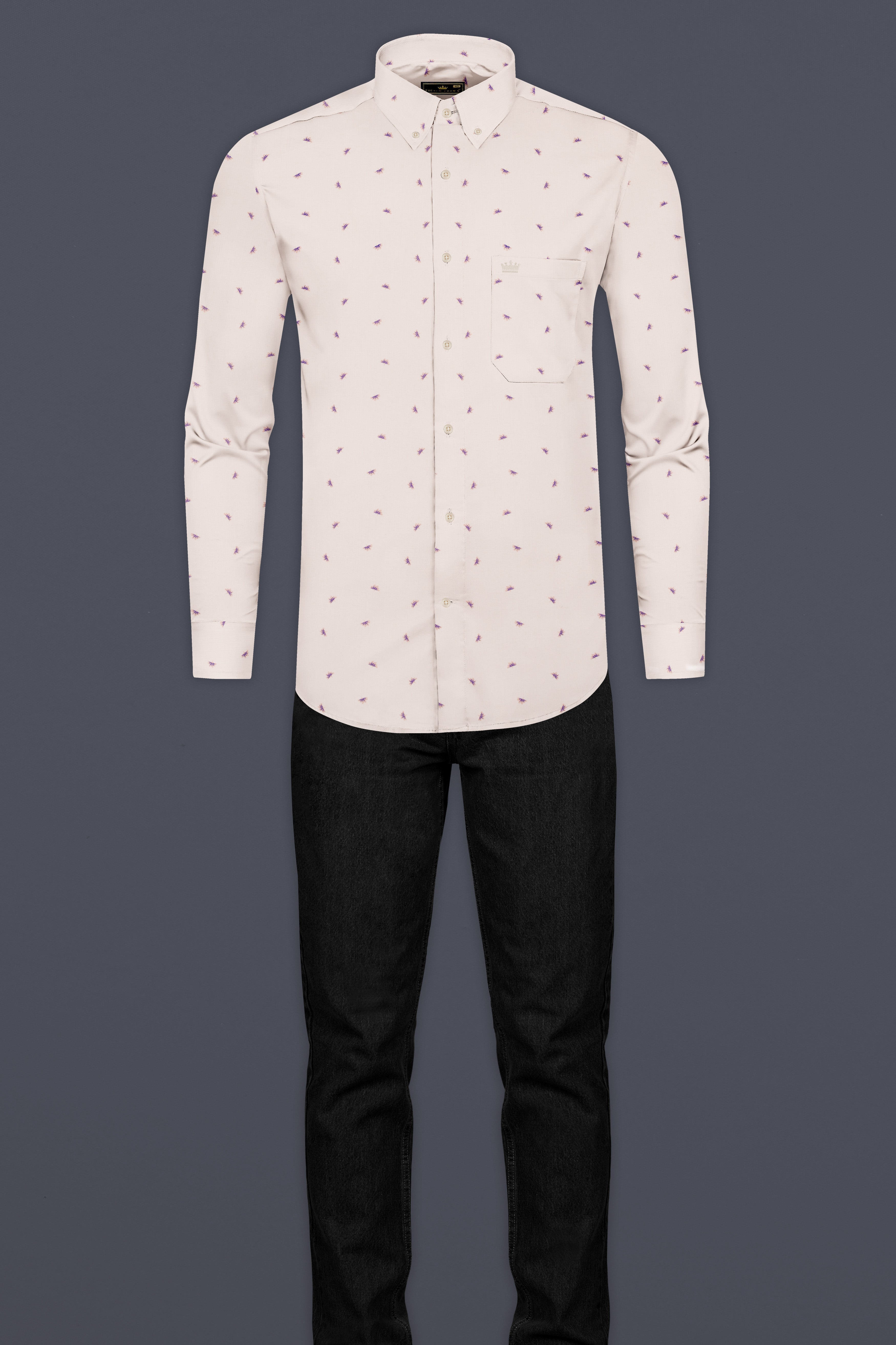 Periglacial White printed Corduroy Shirt