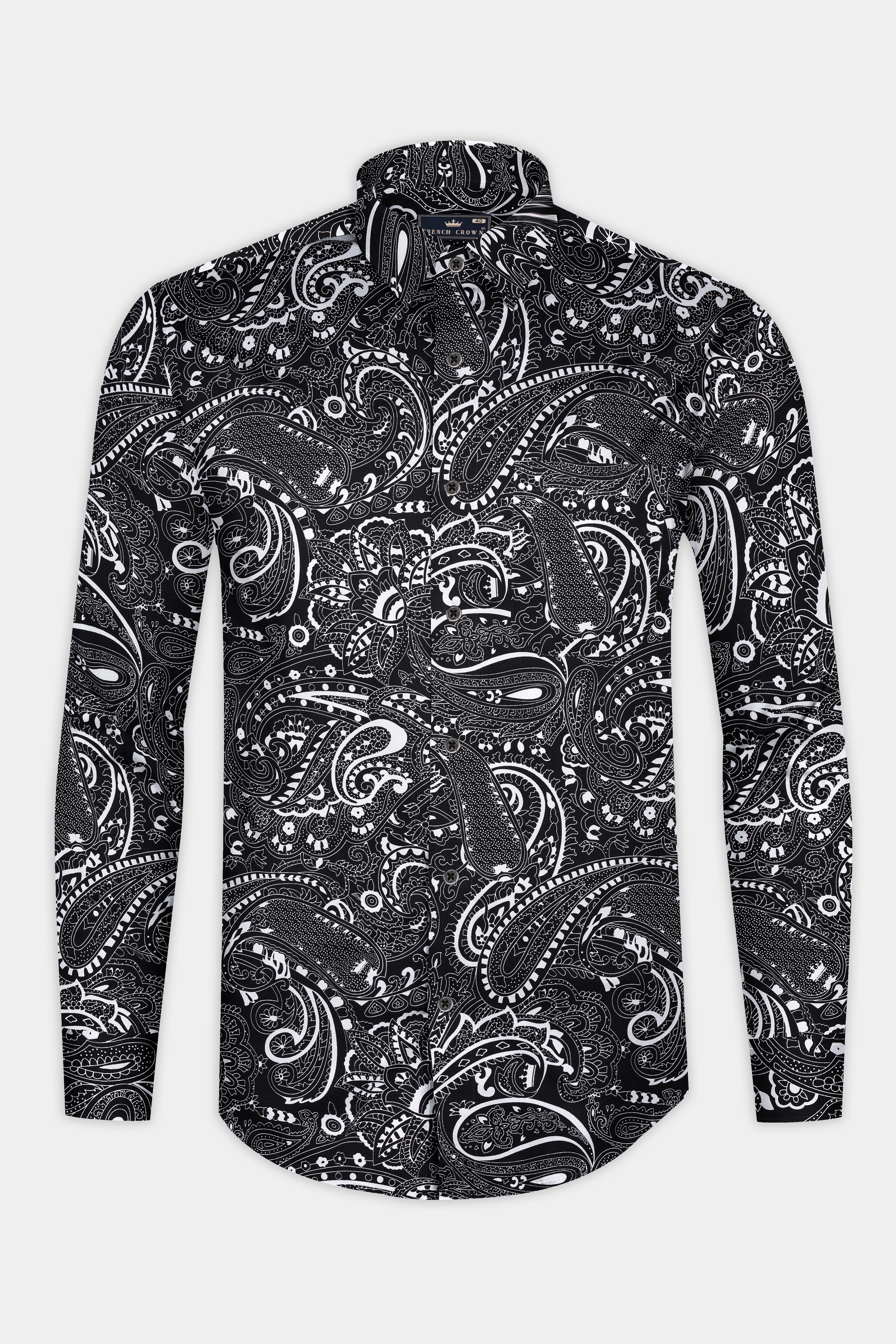 Jade Black Paisley Printed Super Soft Premium Cotton Shirt