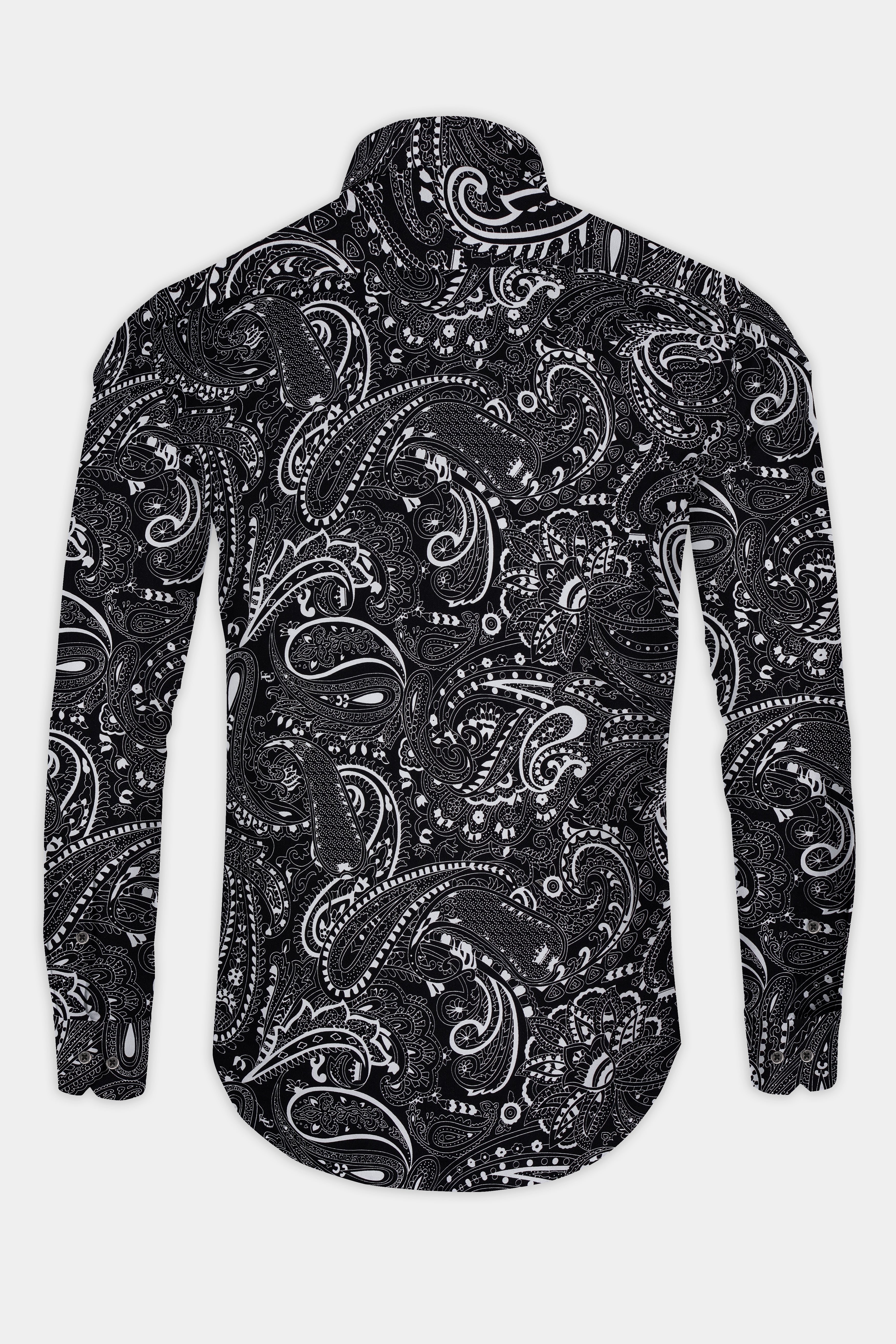 Jade Black Paisley Casual Prints Premium Cotton Shirt For Men