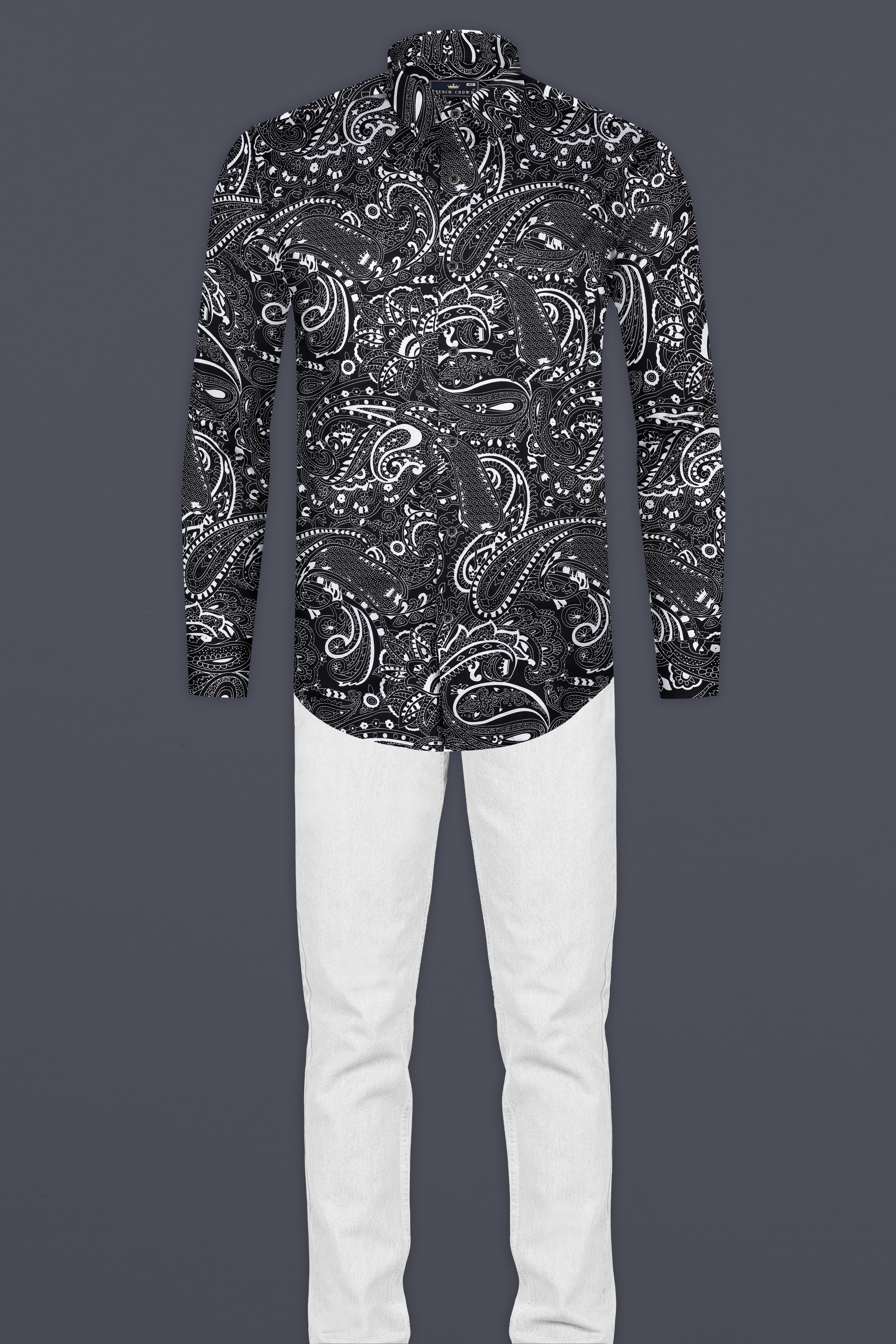 Jade Black Paisley Printed Super Soft Premium Cotton Shirt