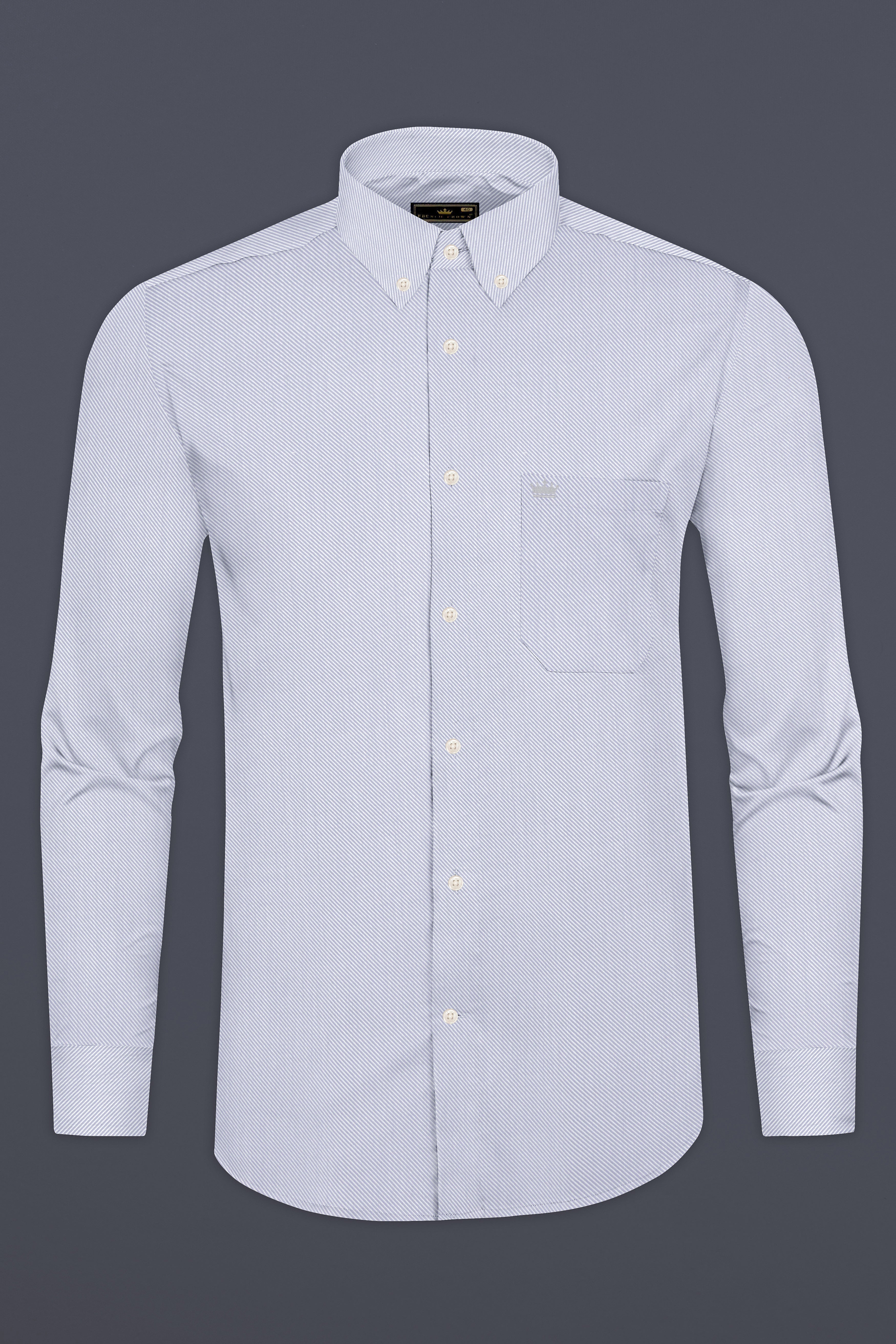 Periwinkle Blue Pin Striped Twill Giza Cotton Shirt