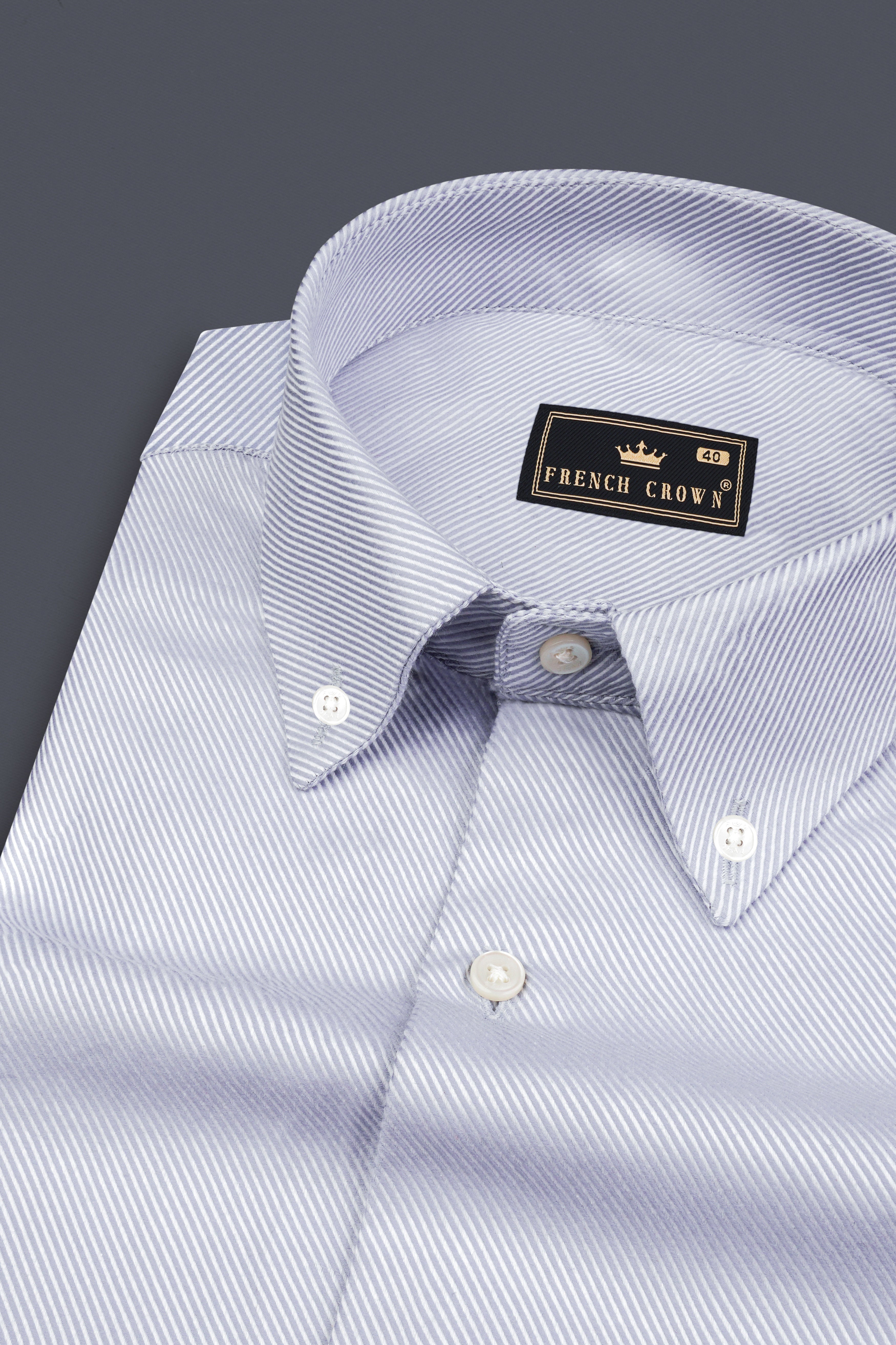 Periwinkle Blue Pin Striped Twill Giza Cotton Shirt