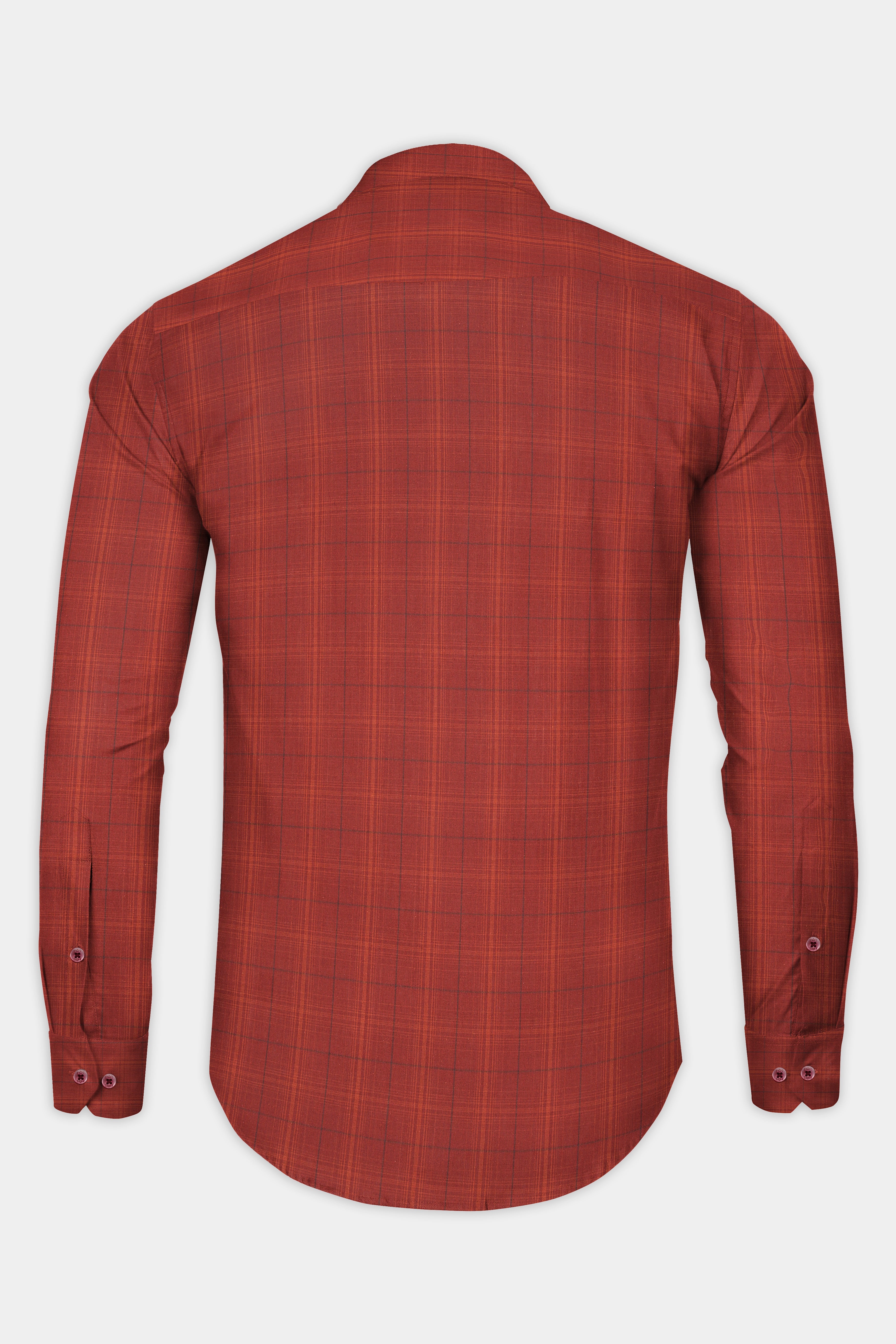 Burnt Orange Plaid Giza Cotton Shirt