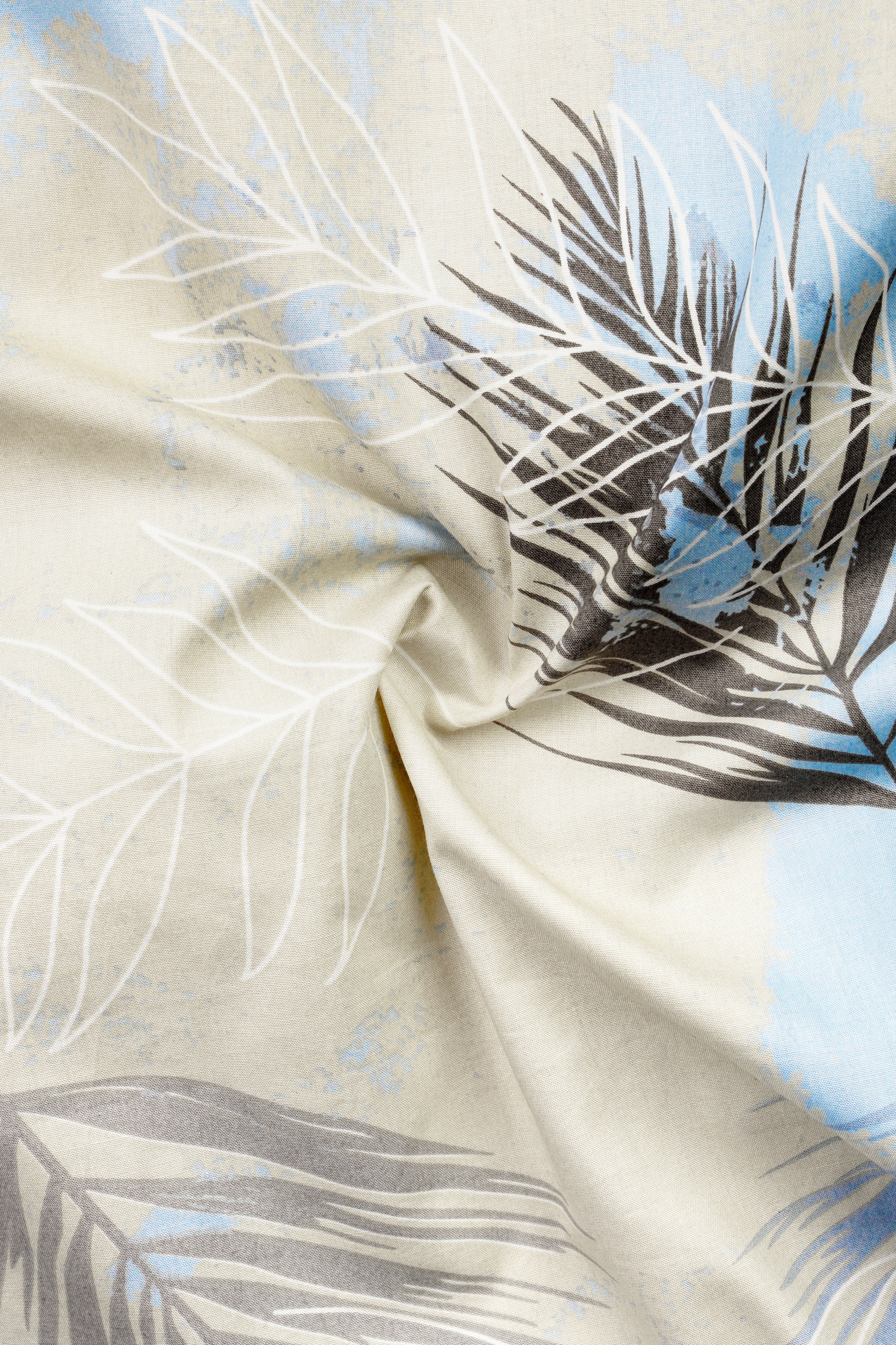 Moon Mist Grey Feather Printed Giza Cotton Shirt