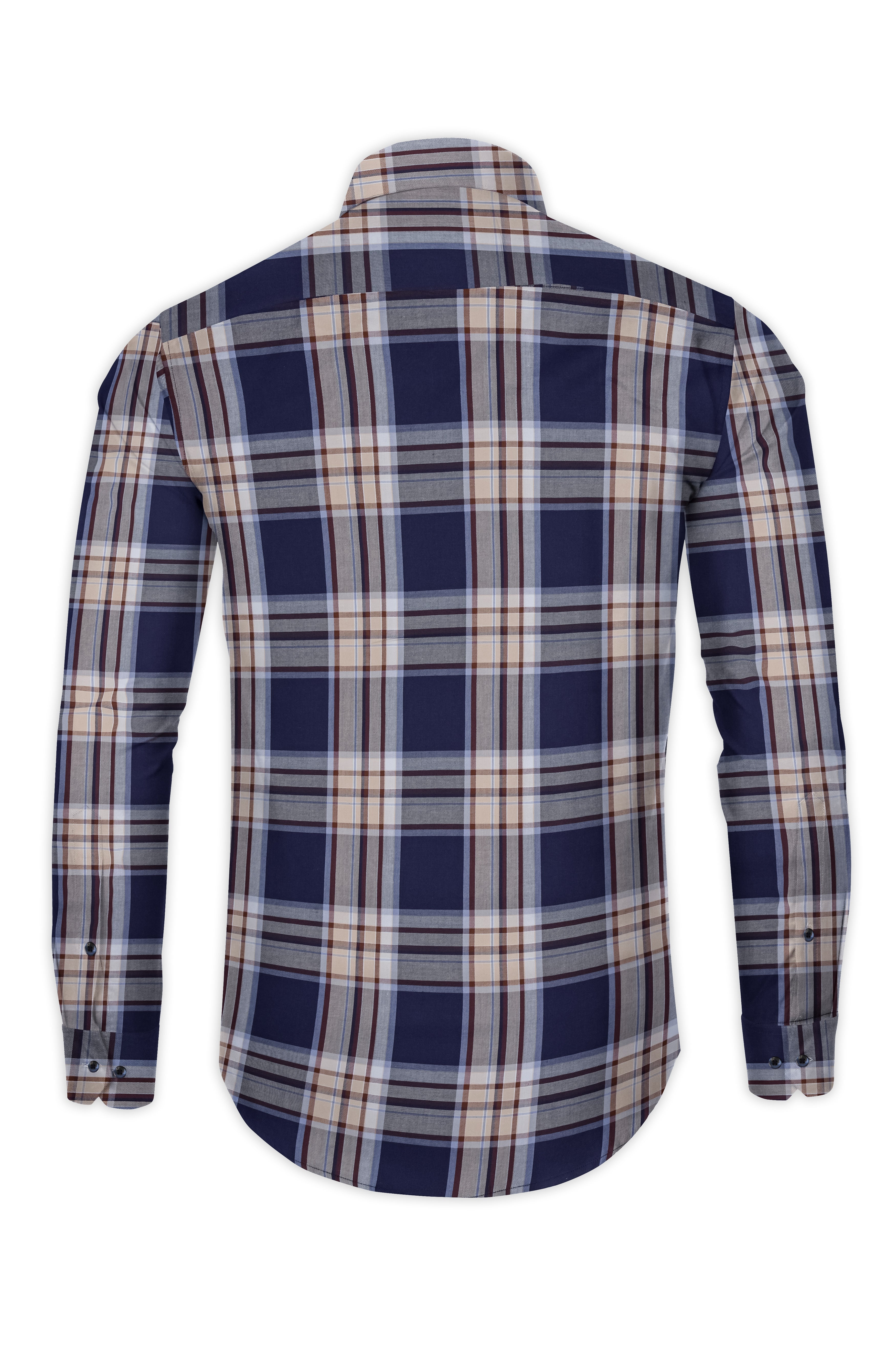 Ebony Clay Blue Plaid Twill Cotton Shirt