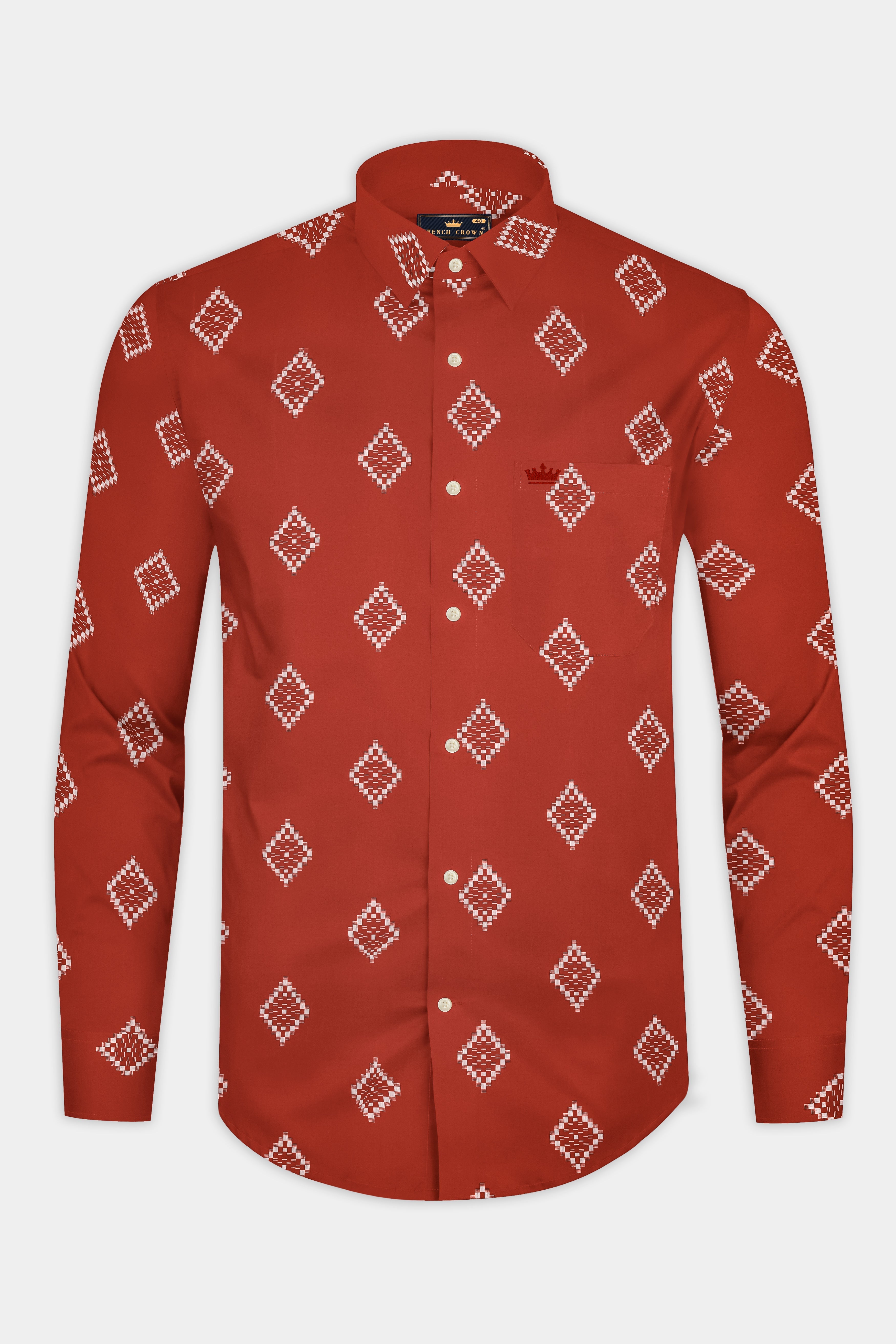 Brunt Orange Jacquard Butta Printed Super Soft Premium Shirt