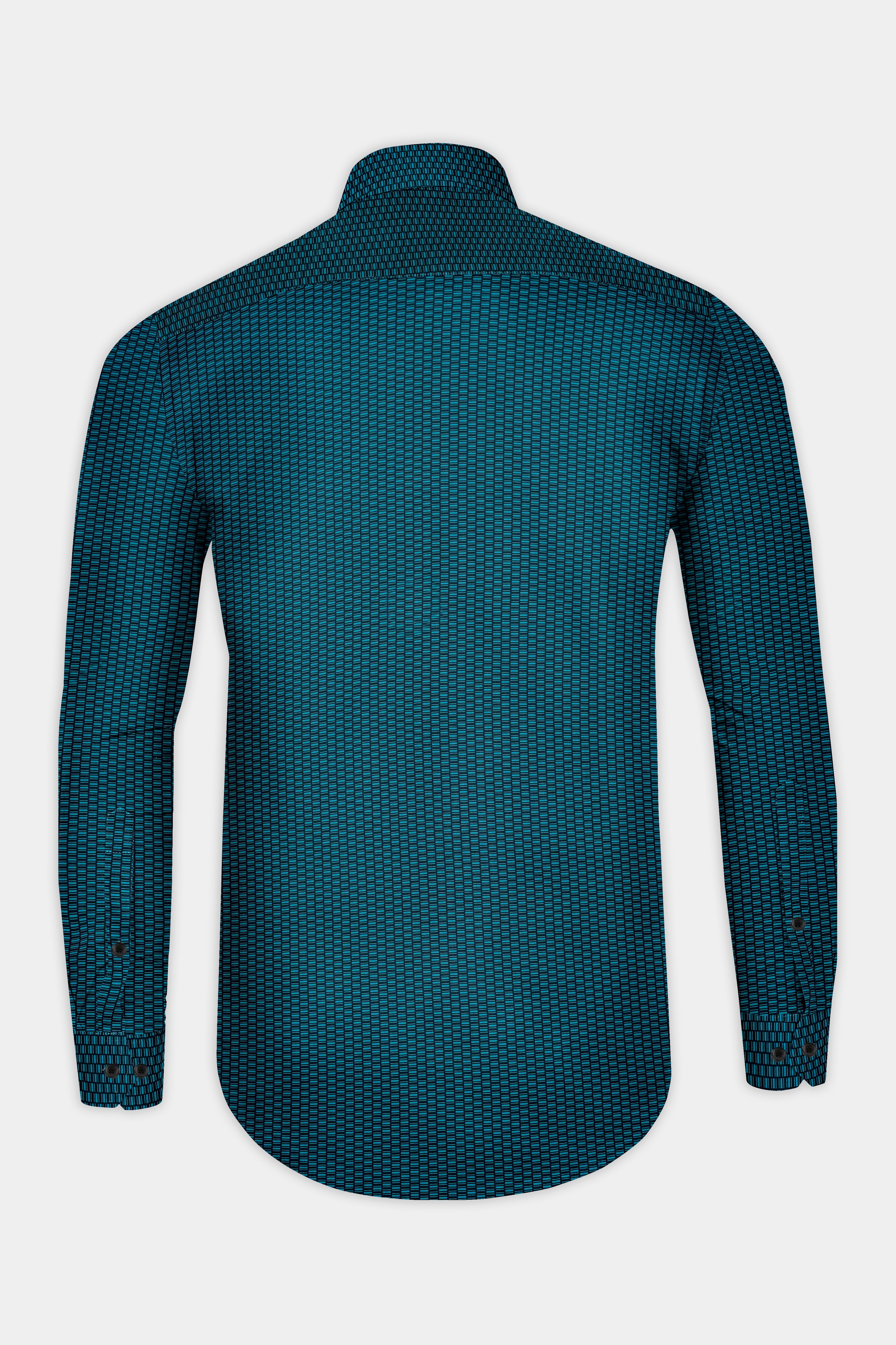 Dark Teal Blue Printed Super Soft Premium Cotton Shirt