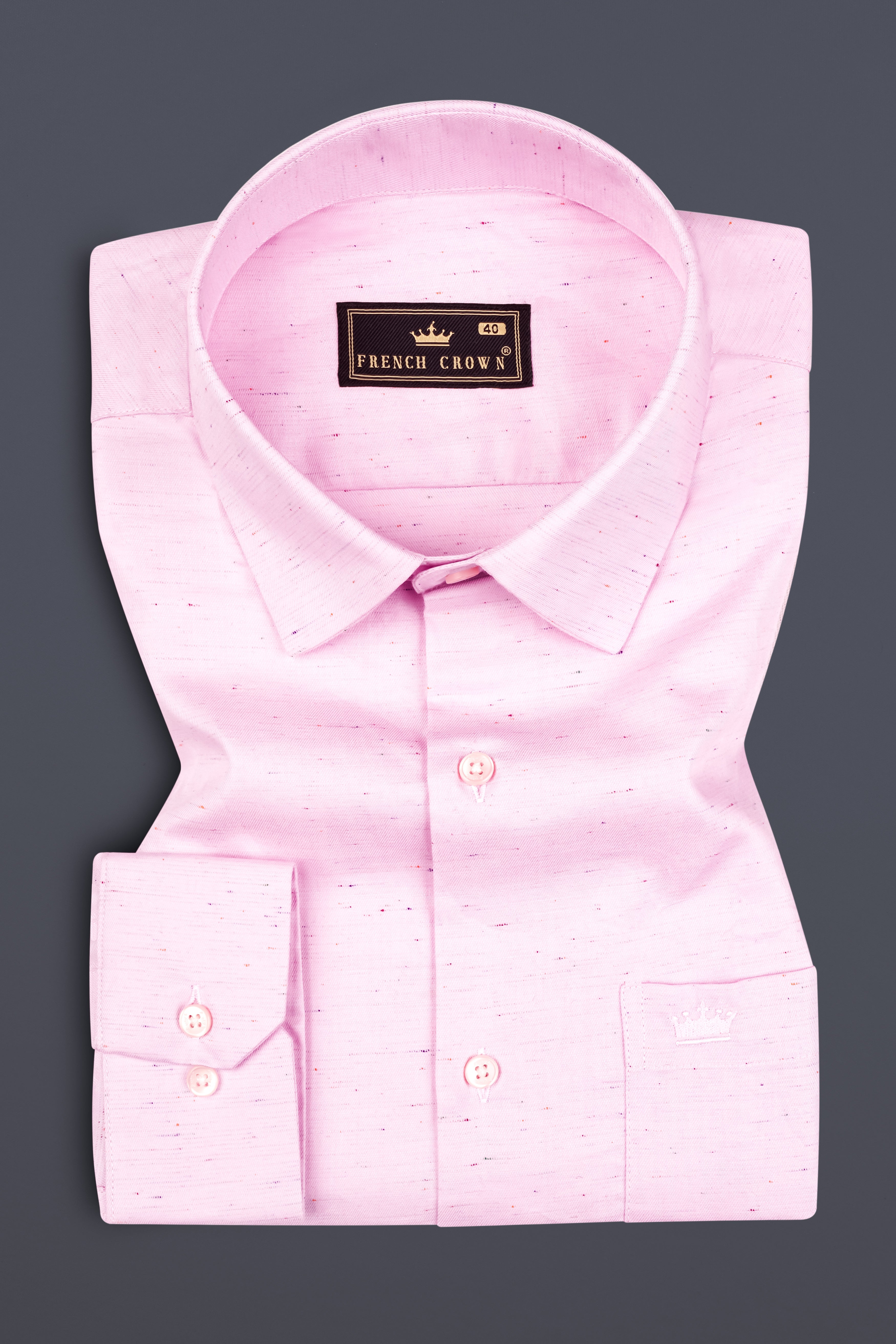 Carousel Pink Colorful Slubs Textured Chambray premium Cotton Shirt