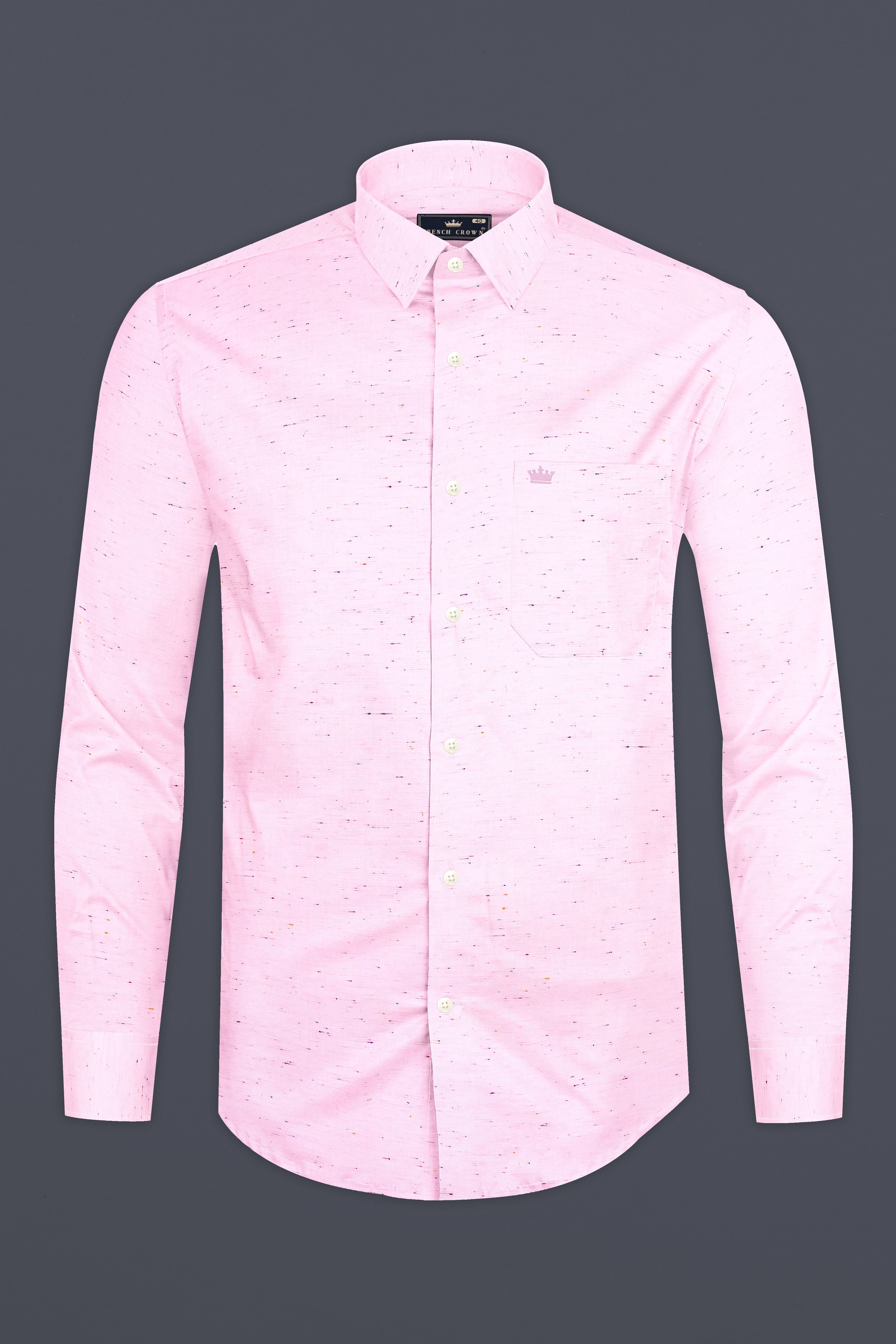 Carousel Pink Colorful Slubs Textured Chambray premium Cotton Shirt