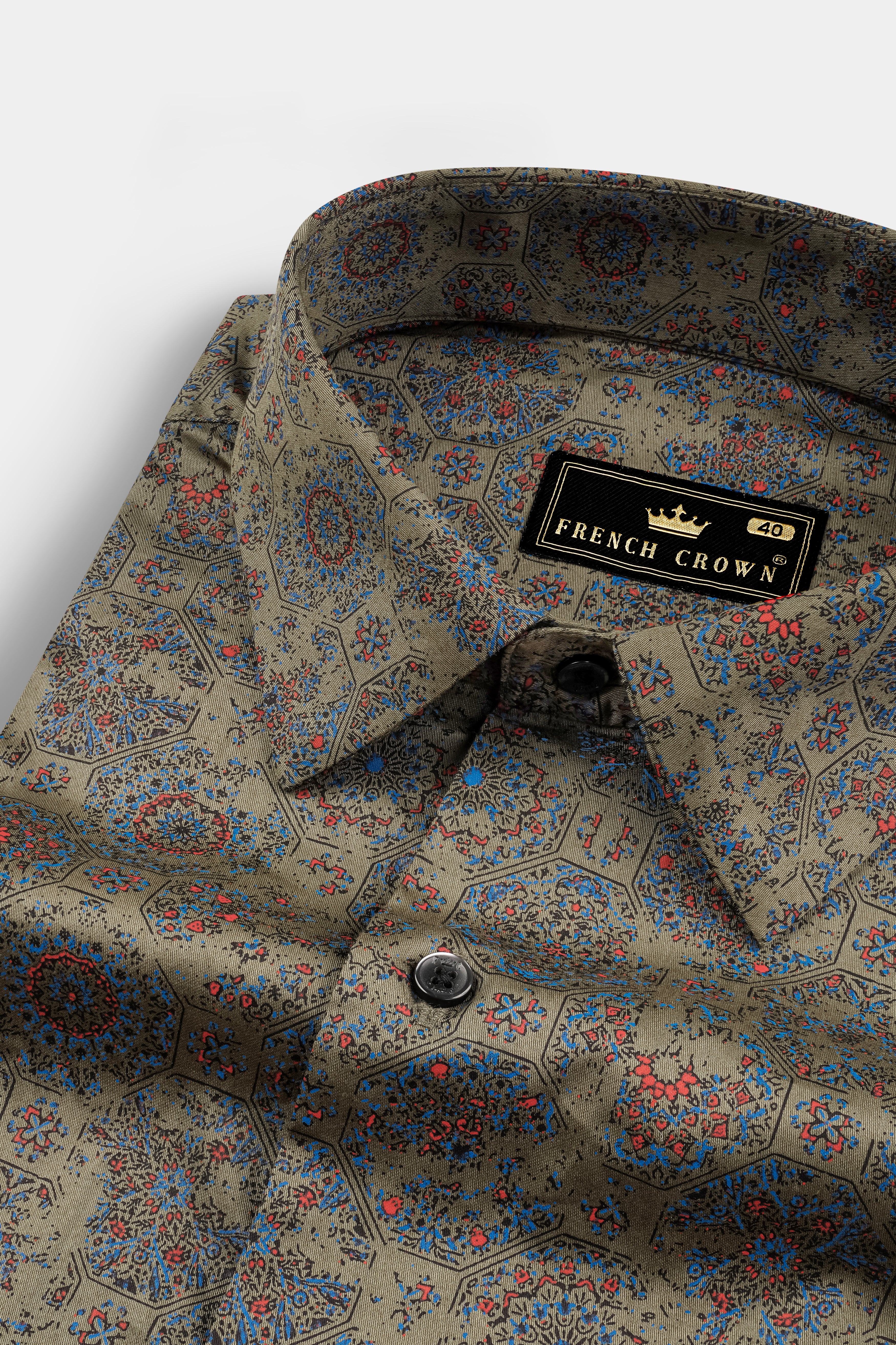 Brownish Green Printed Super Soft Premium Cotton Shirt