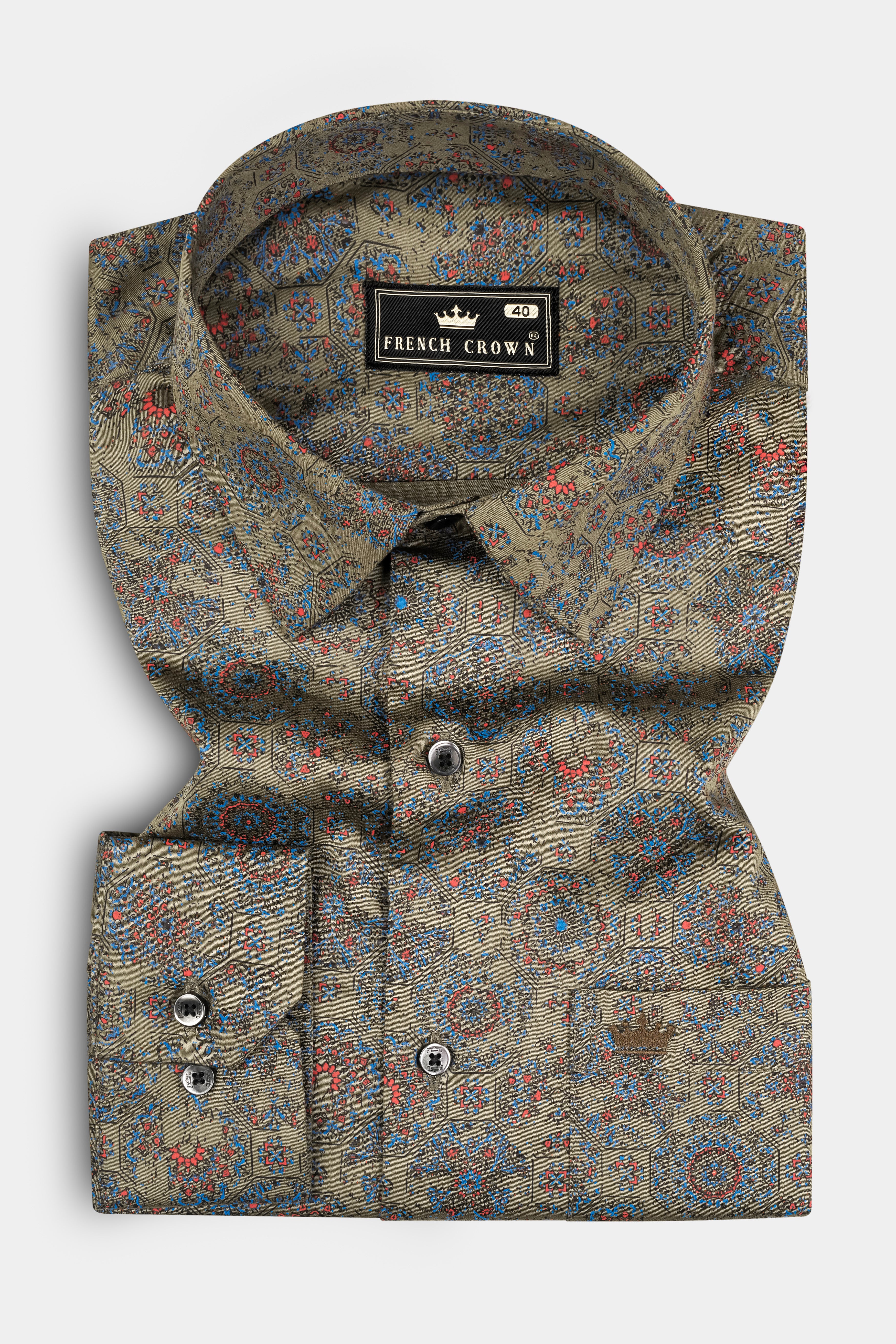 Brownish Grey Printed Super Soft Premium Cotton Shirt