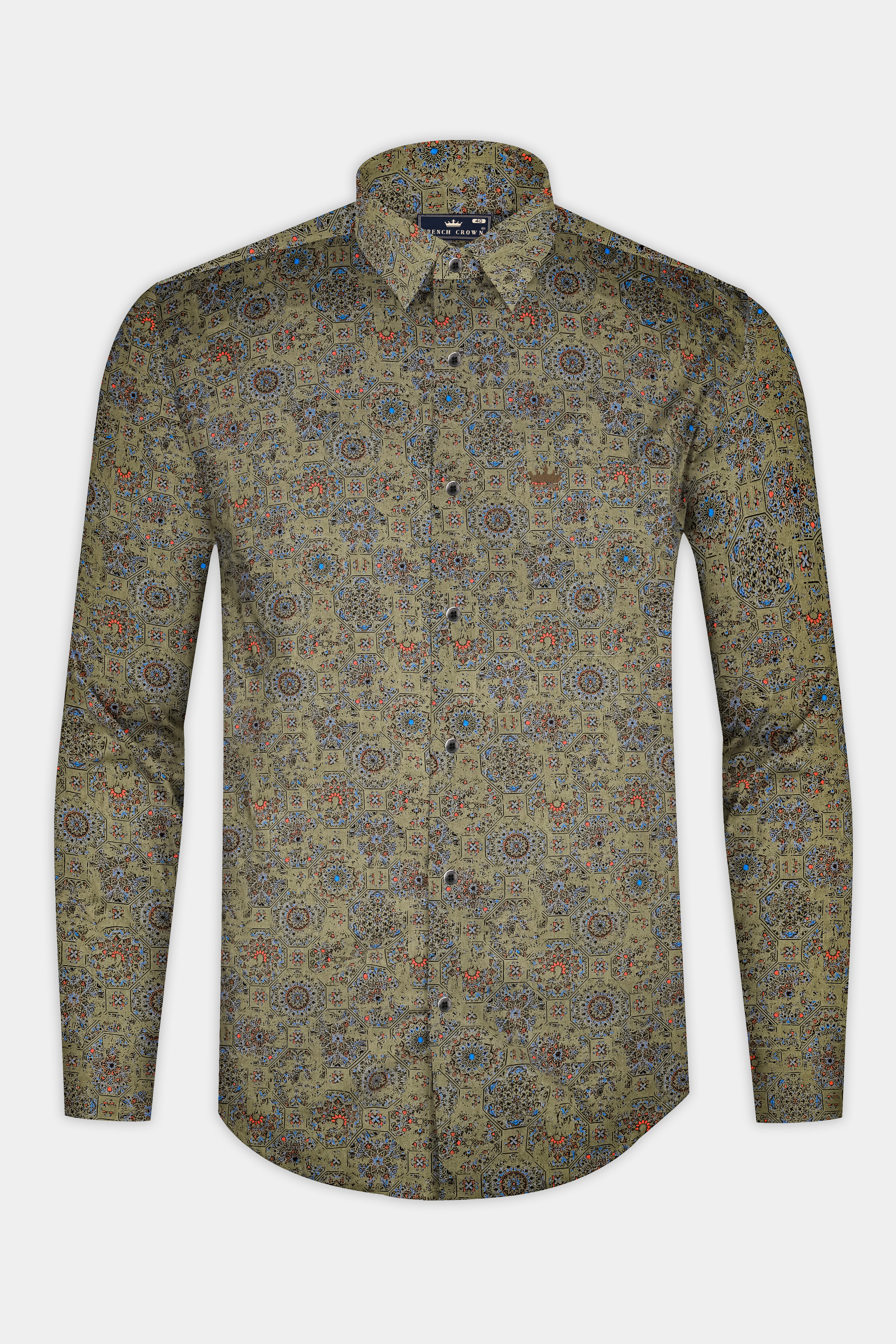 Brownish Grey Printed Super Soft Premium Cotton Shirt