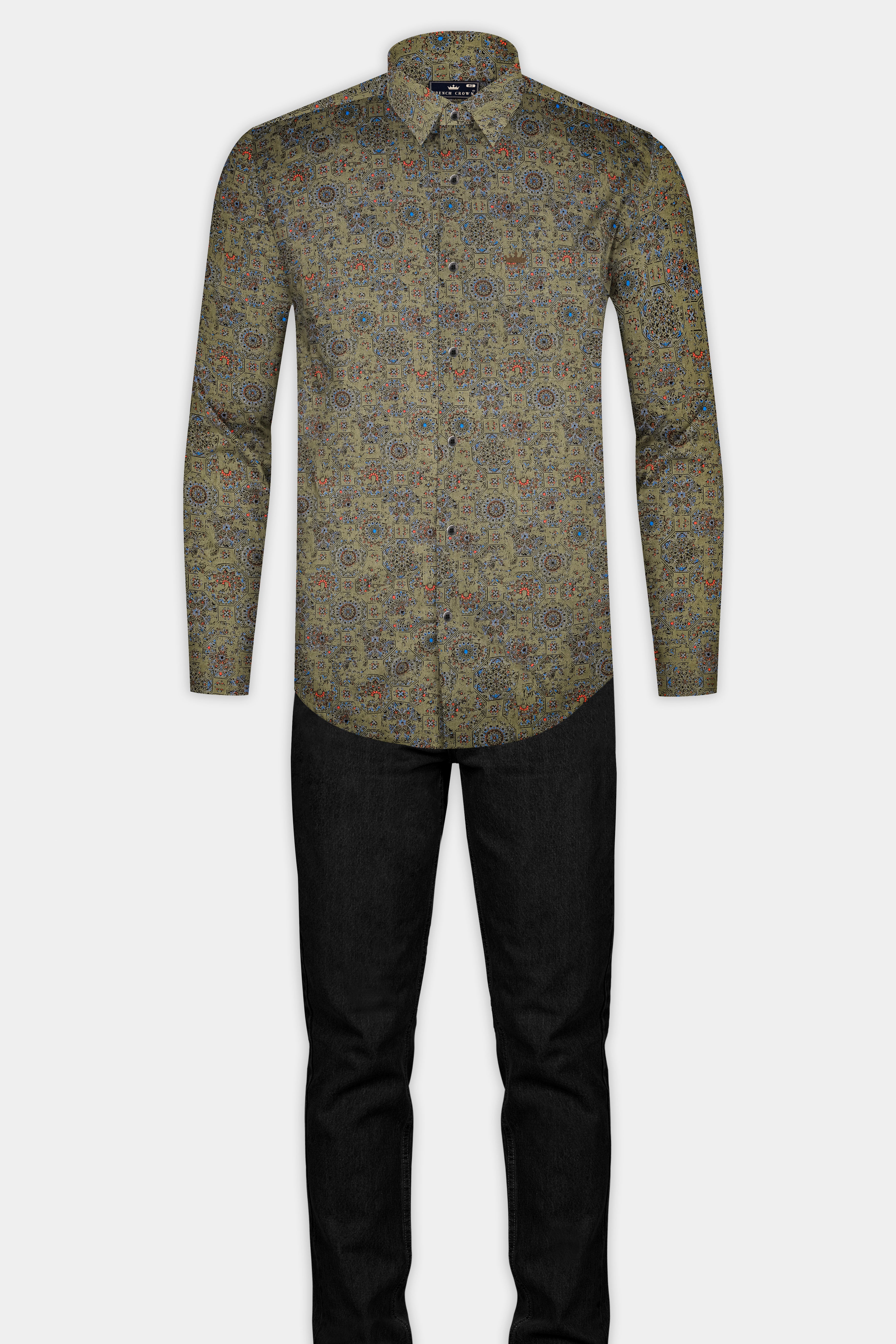 Brownish Grey Printed Super Soft Premium Cotton Shirt