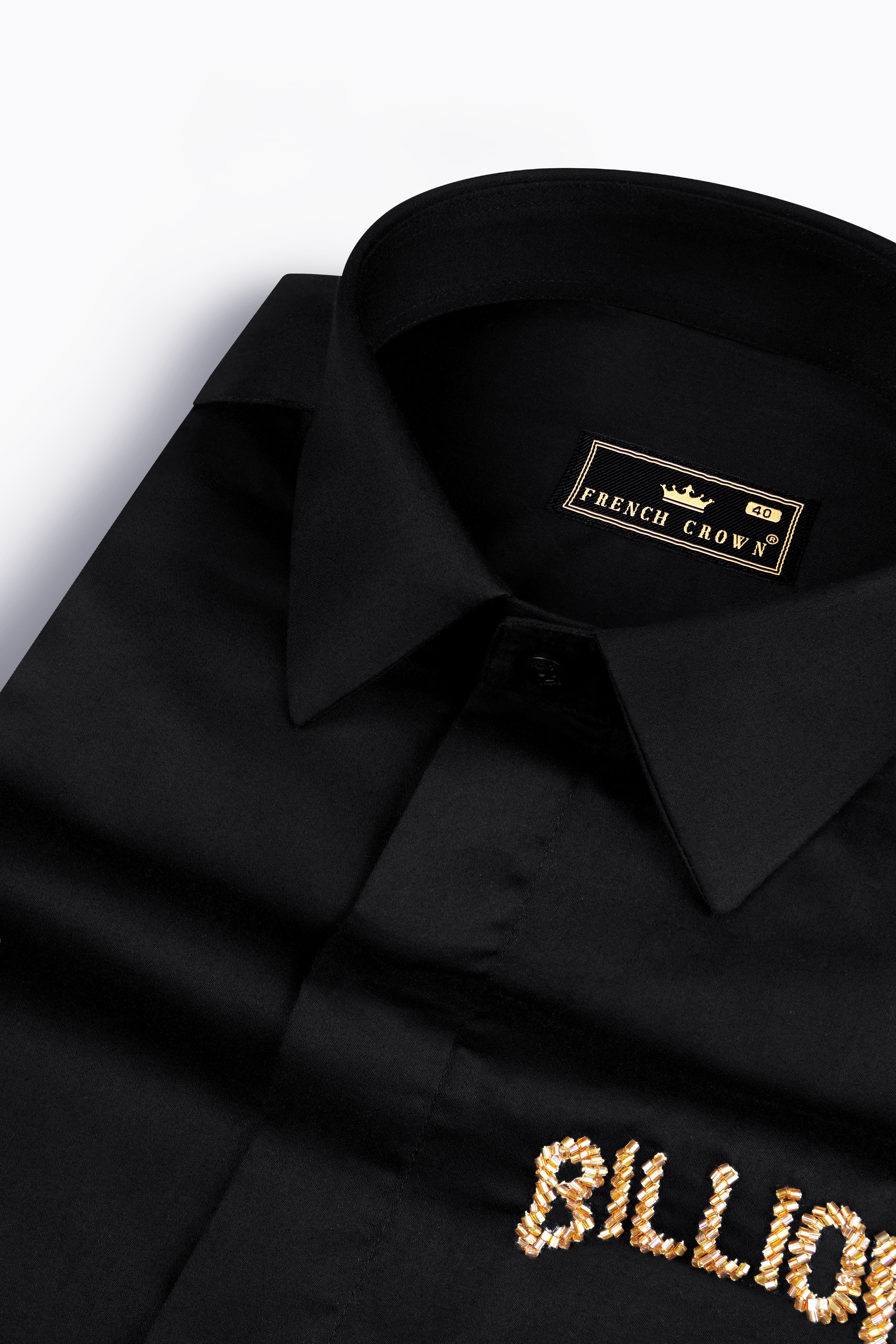 Jade Black Billionaire Hand Stitched Embroidered Super Soft Premium Cotton Designer Shirt