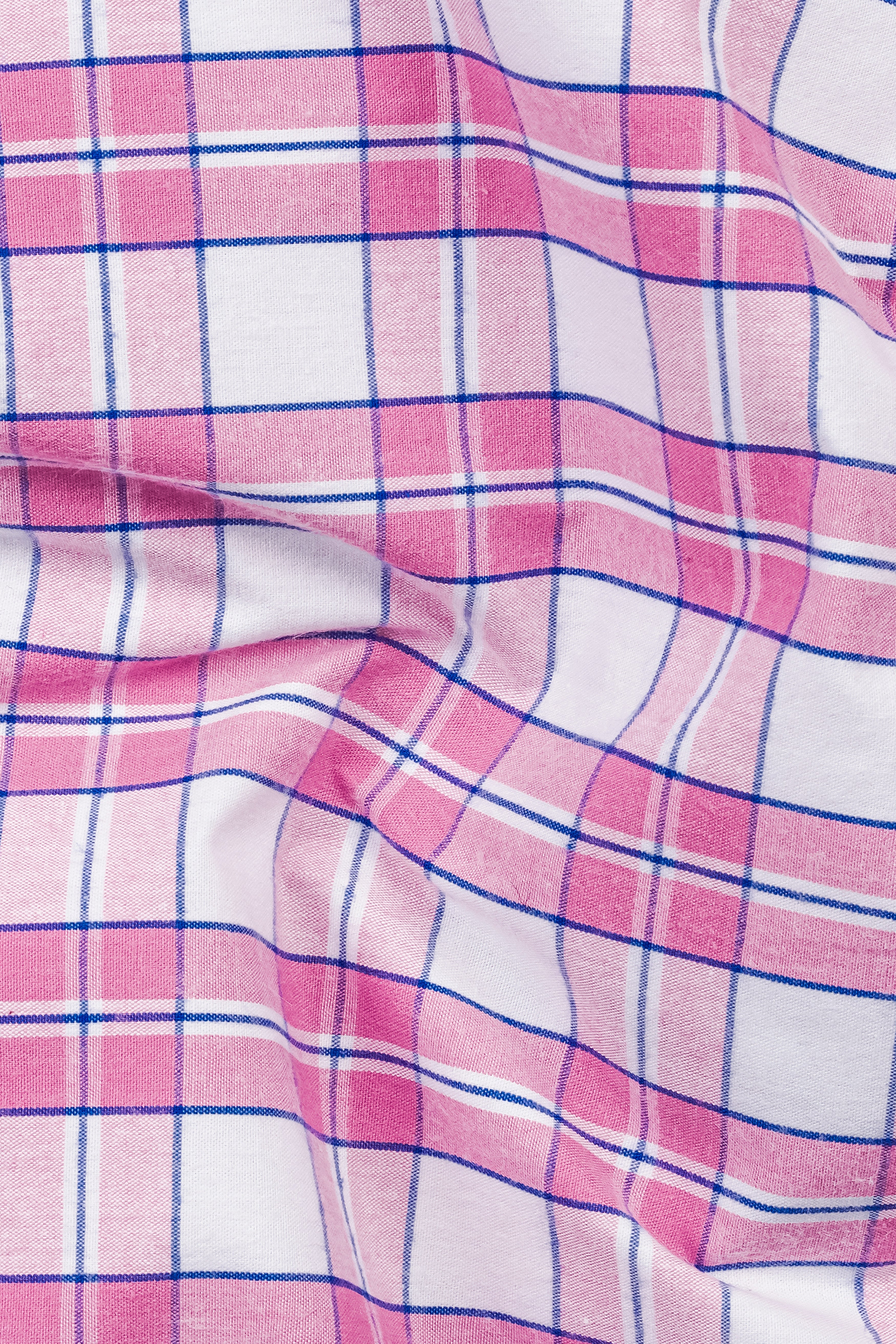 Lily Pink And Bright White Plaid Giza Cotton Shirt