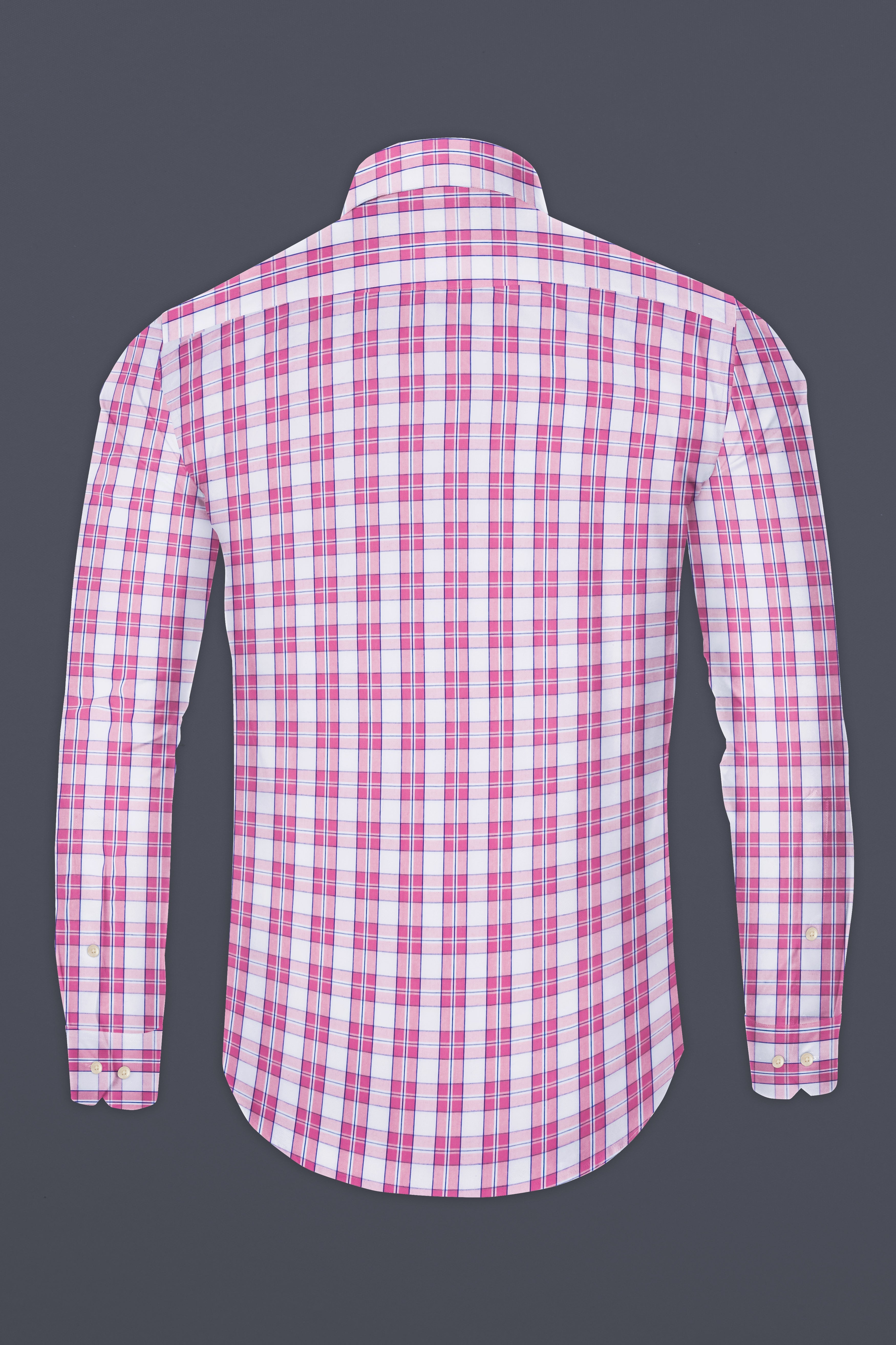 Lily Pink And Bright White Plaid Giza Cotton Shirt