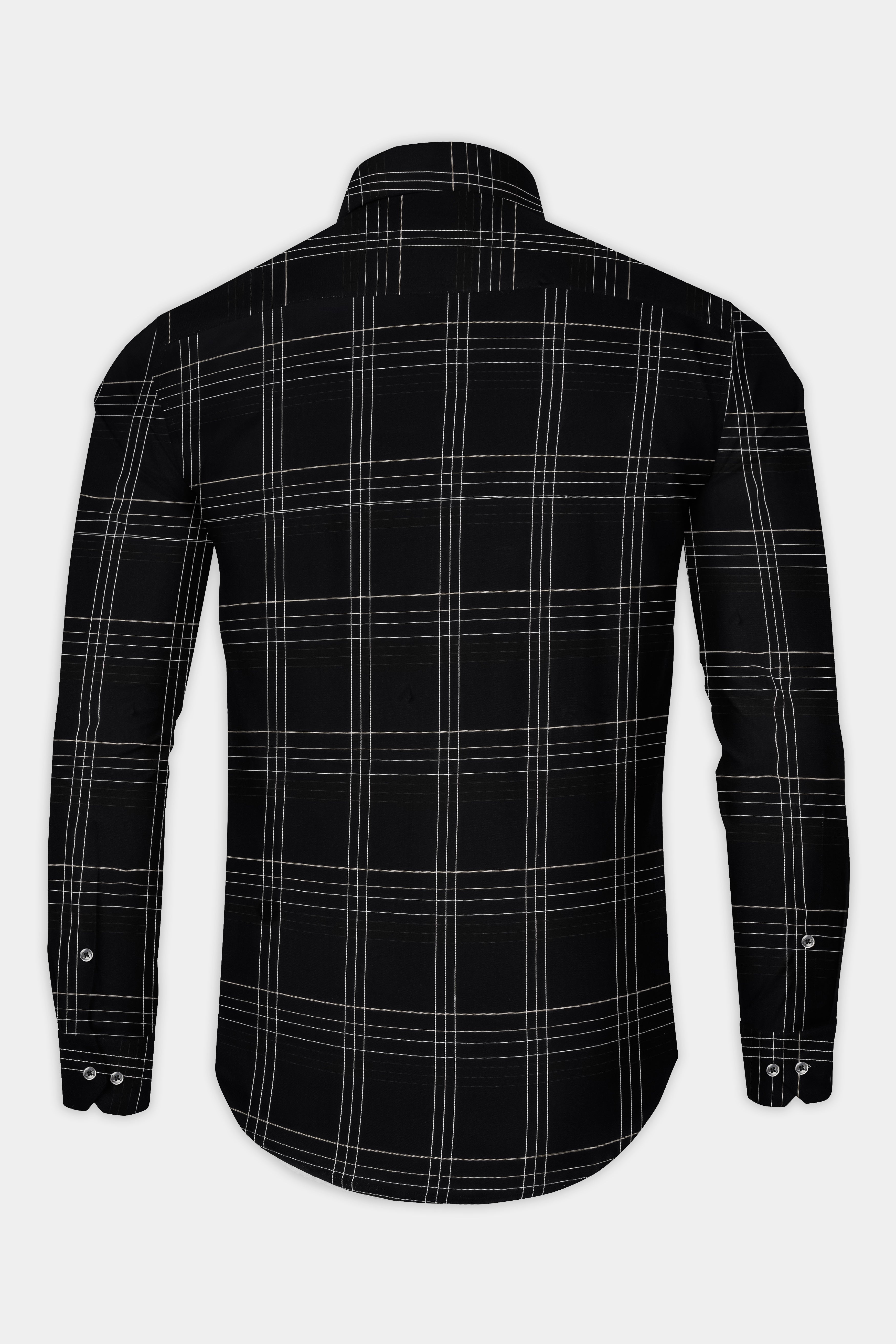 Jade Black Plaid Dobby Textured Premium Cotton Shirt