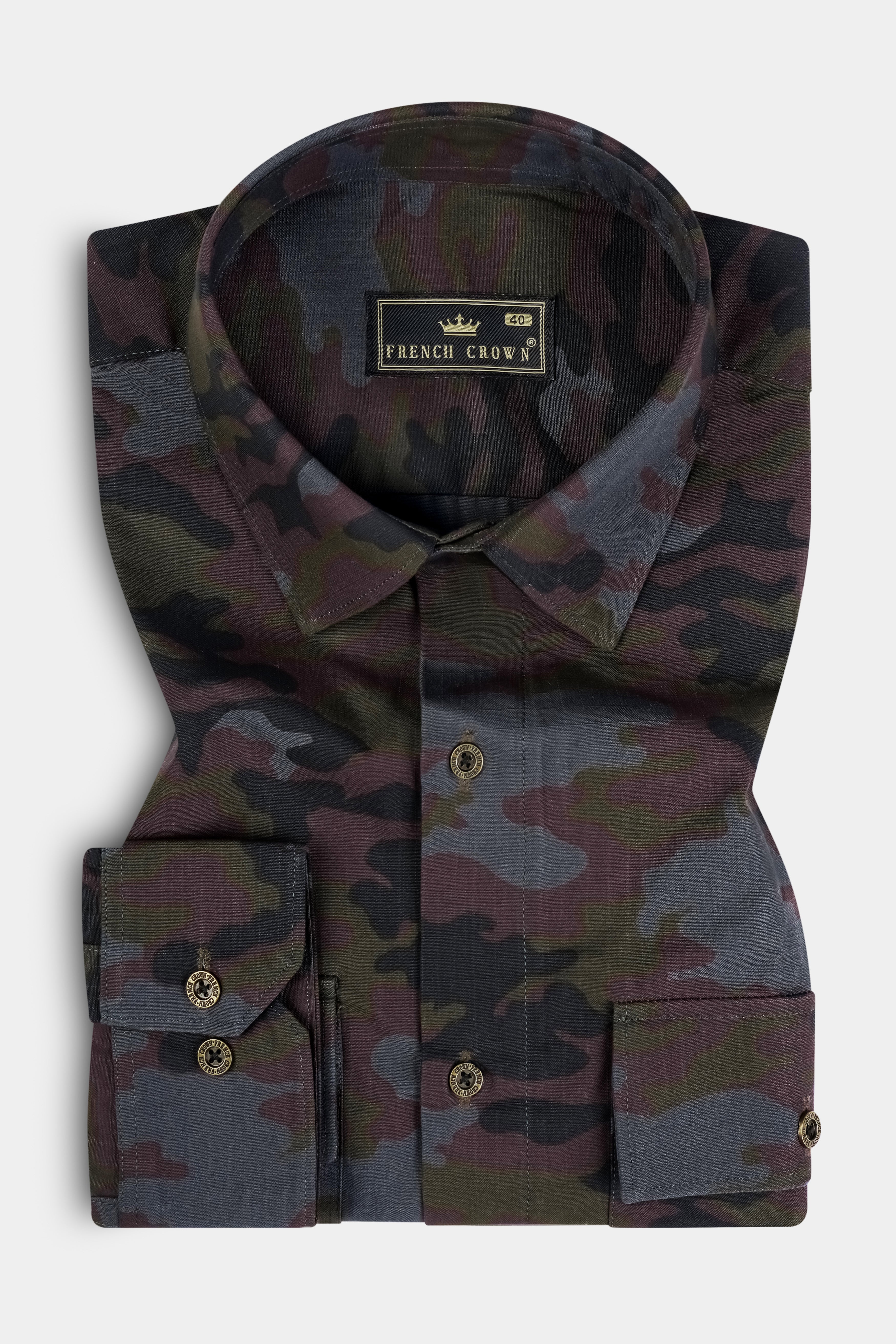 Vampire brown And Cinder Black Camouflage Military printed Heavyweight Jacket