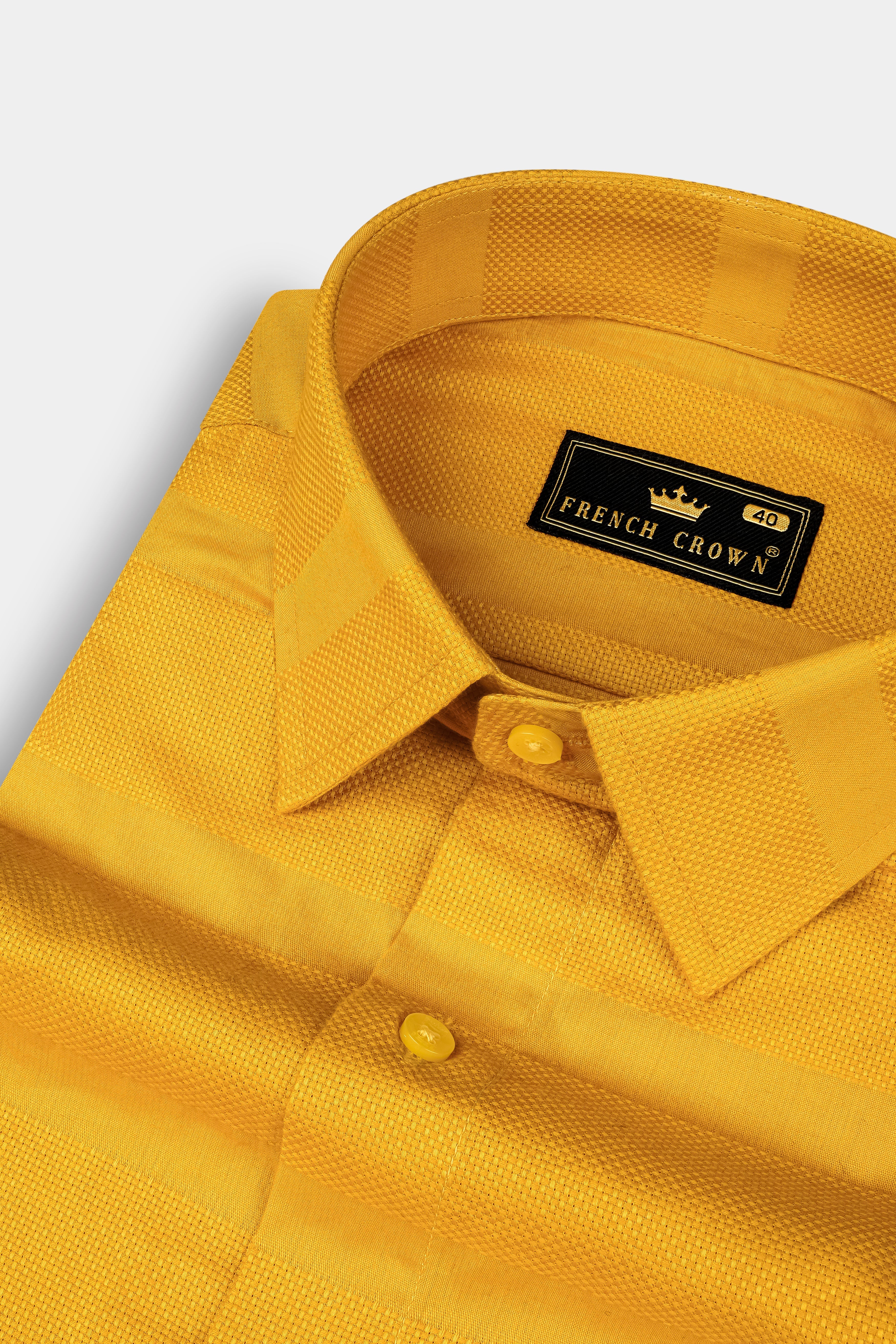 Squash Yellow Dobby Textured Premium Cotton Shirt