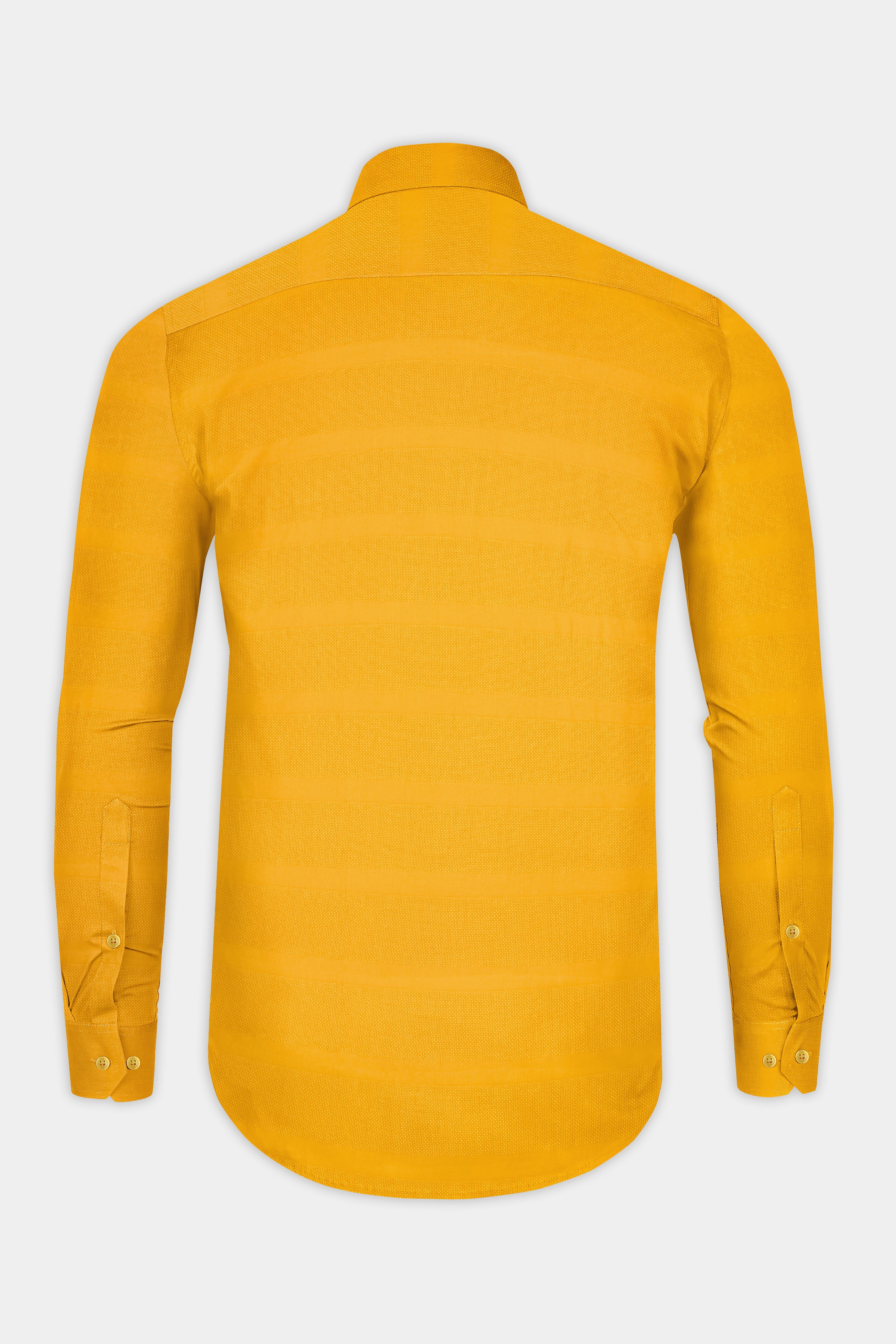 Squash Yellow Dobby Textured Premium Cotton Shirt