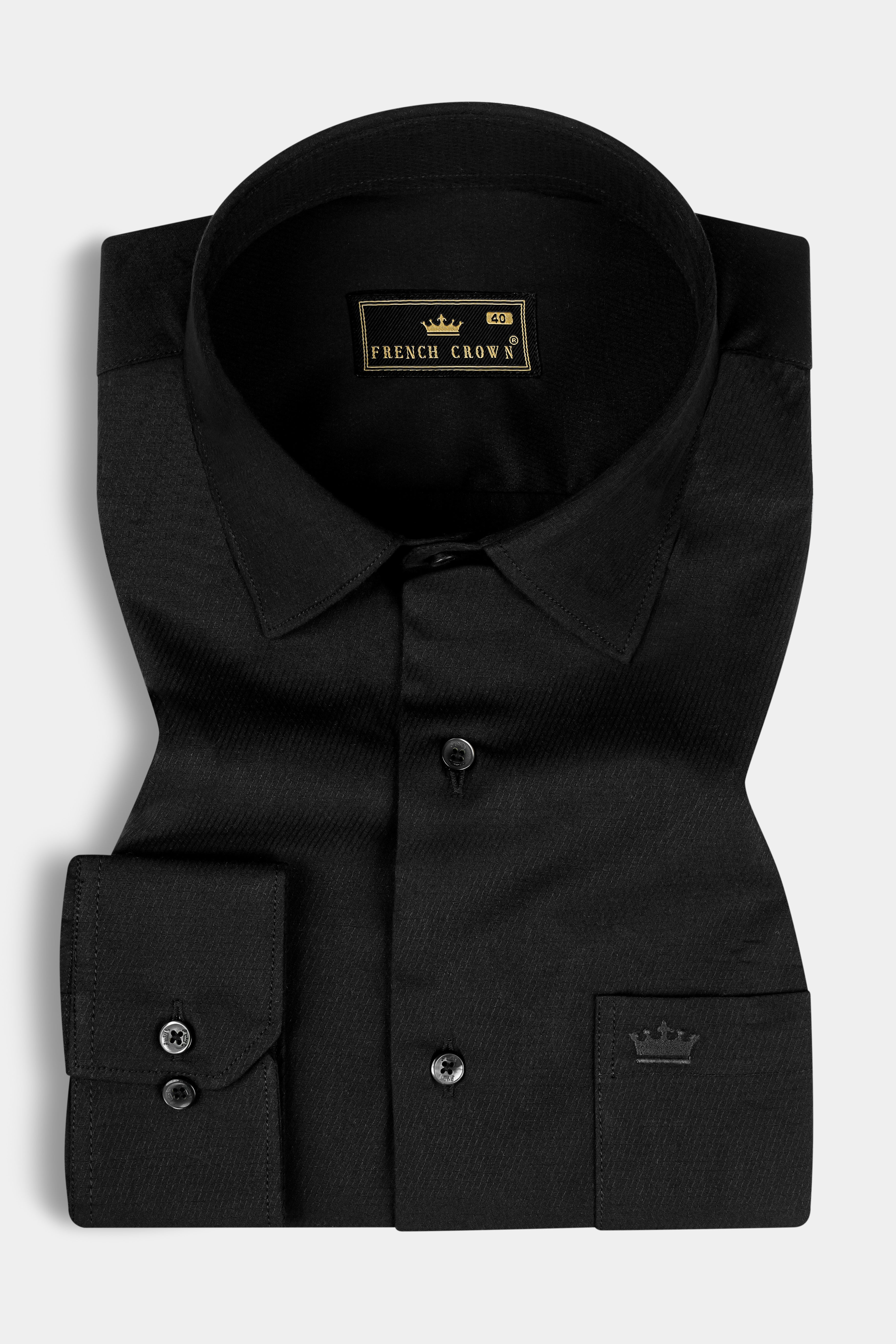 Jade Black Dobby Textured Premium Cotton Shirt