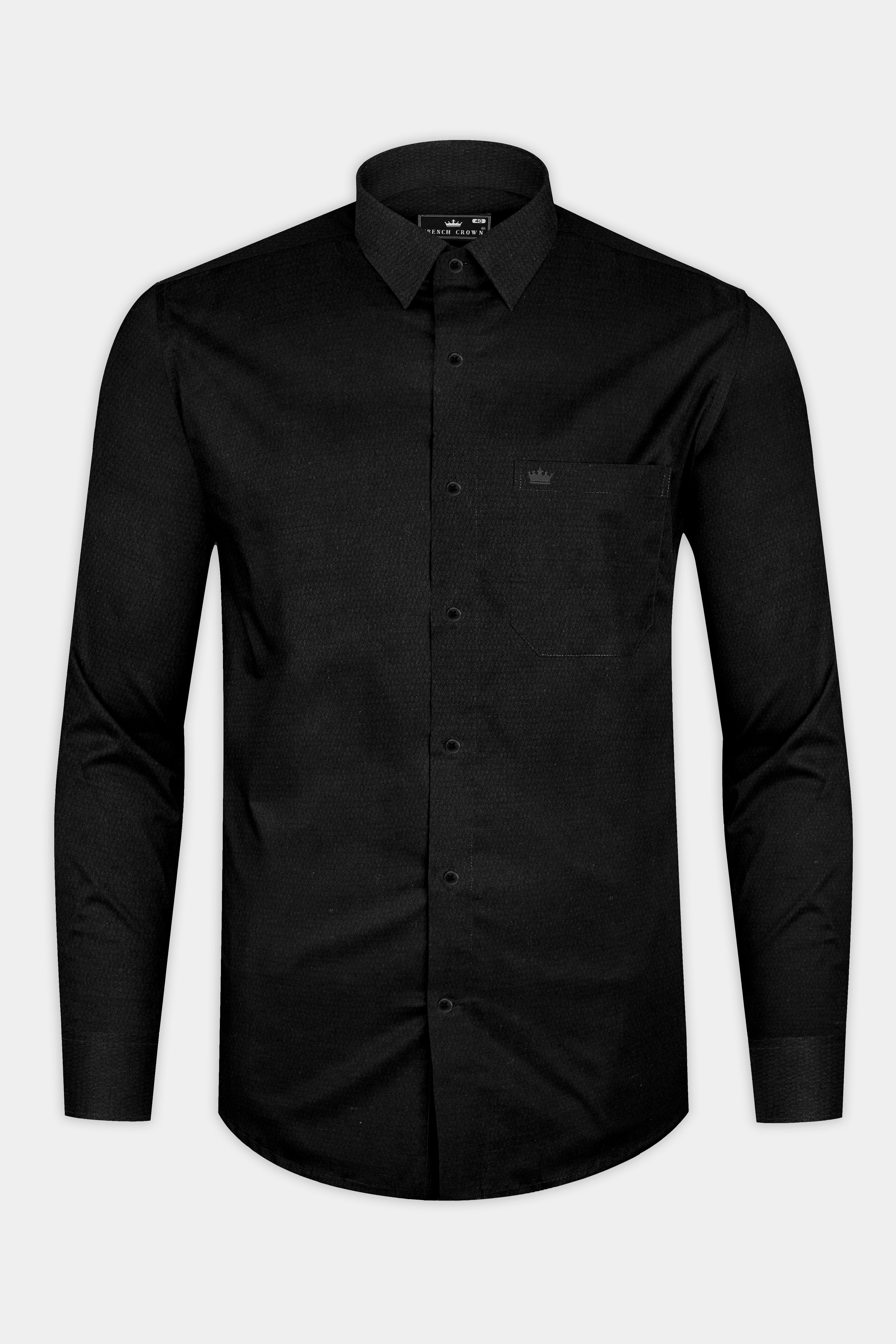 Jade Black Dobby Textured Premium Cotton Shirt