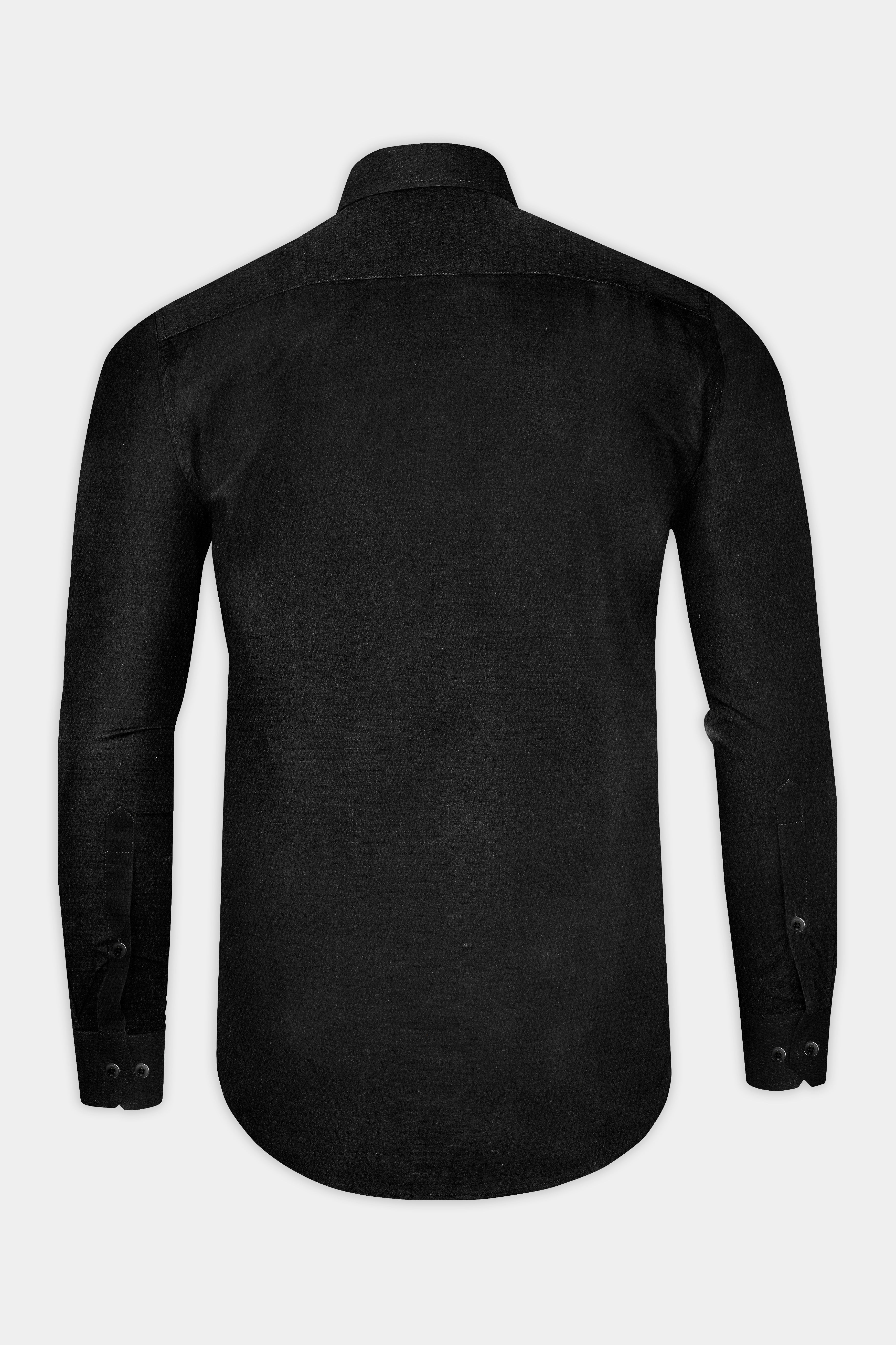 Jade Black Dobby Textured Premium Cotton Shirt