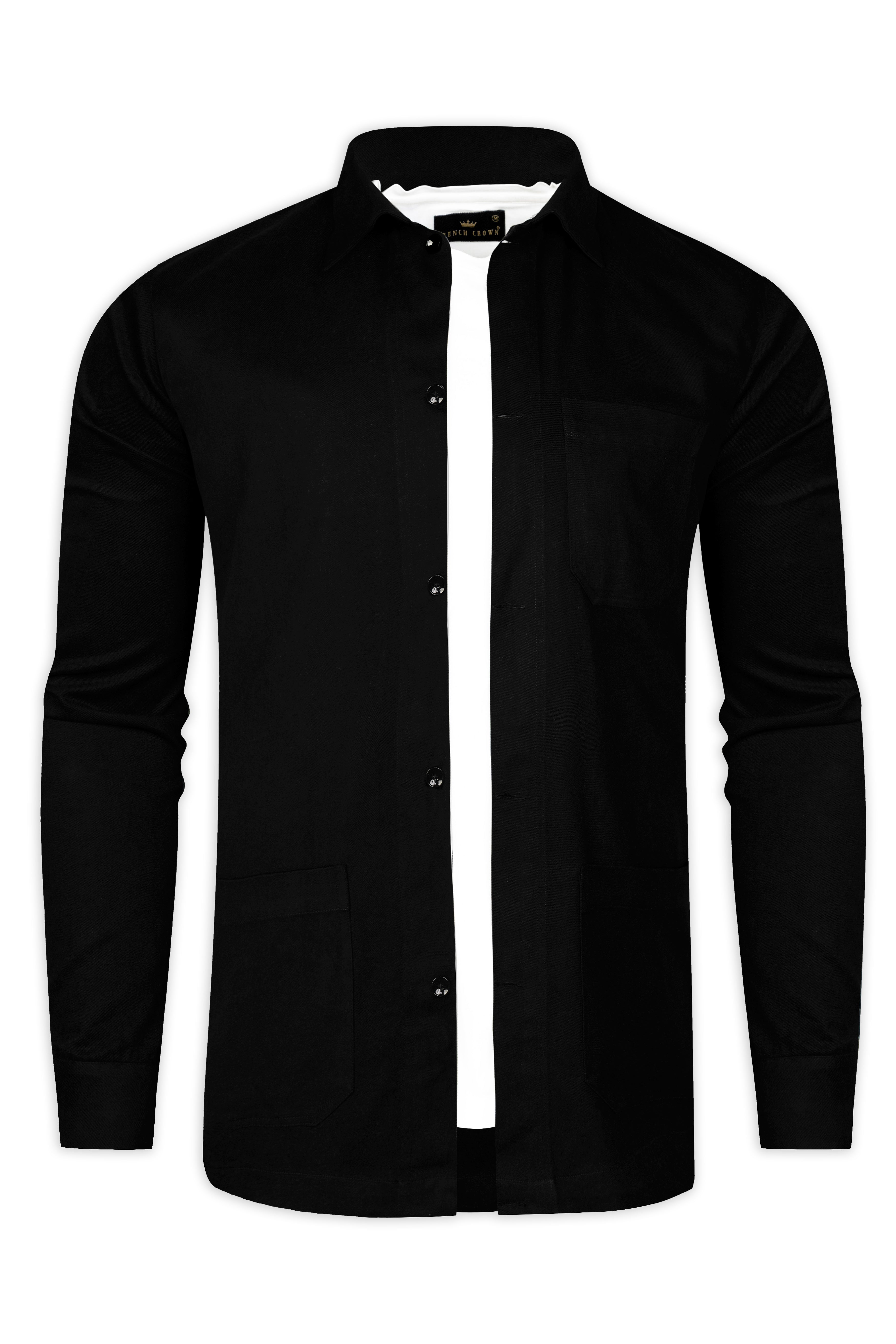 Jade Black Heavyweight Twill Cotton Designer Overshirt/Shacket