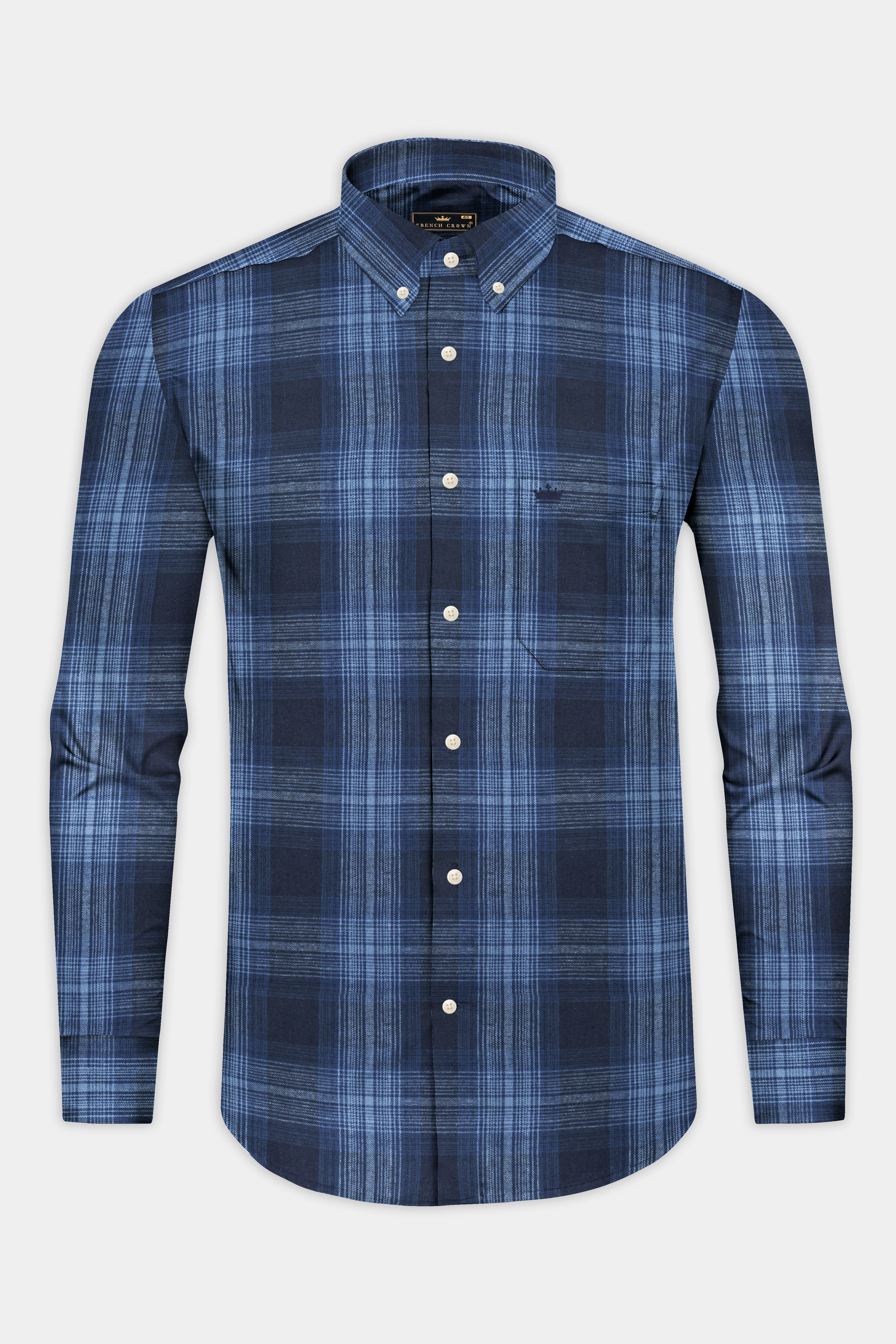 Tealish Blue And Wild Plaid Flannel Shirt