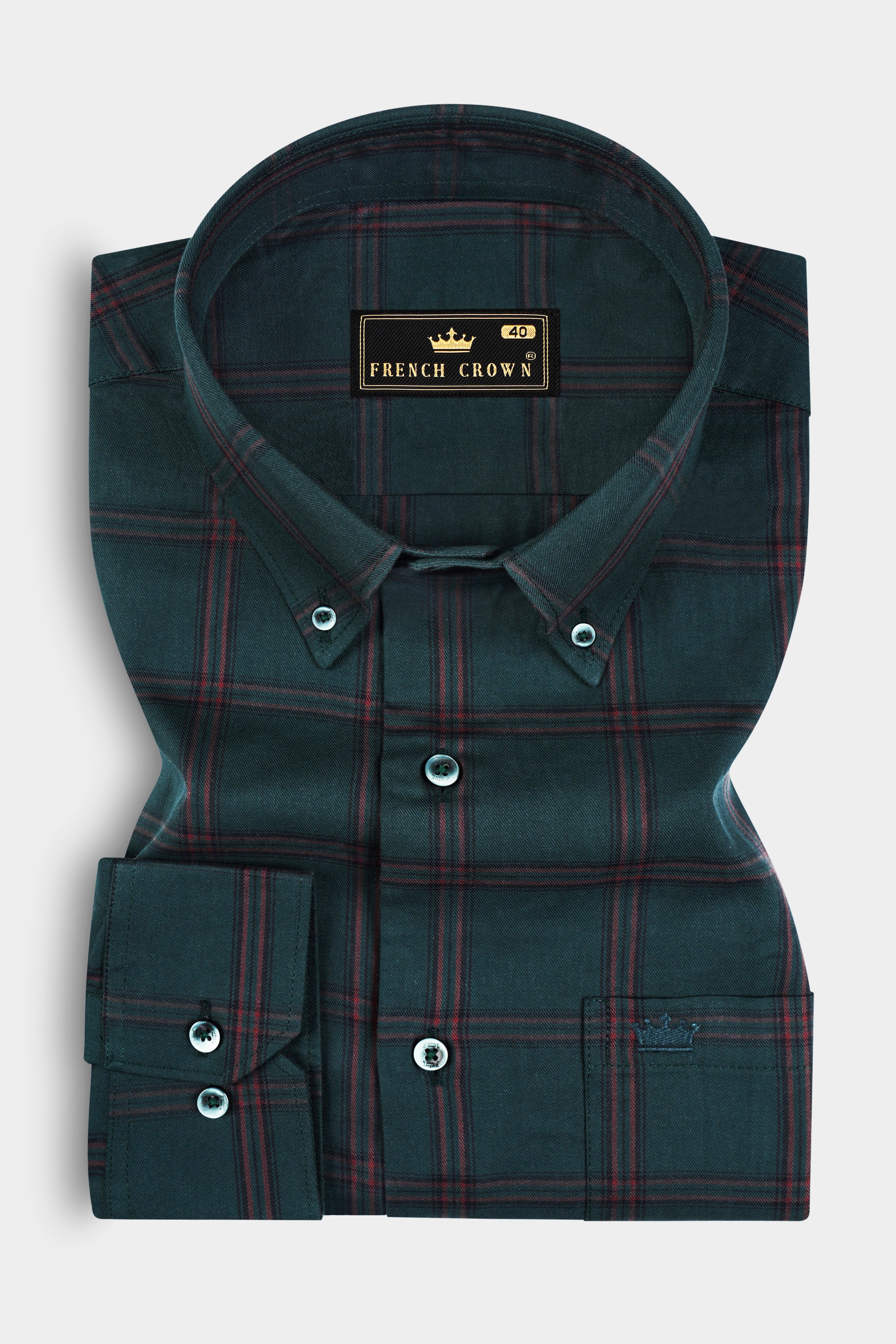 Timber Green Checked Twill Cotton Shirt