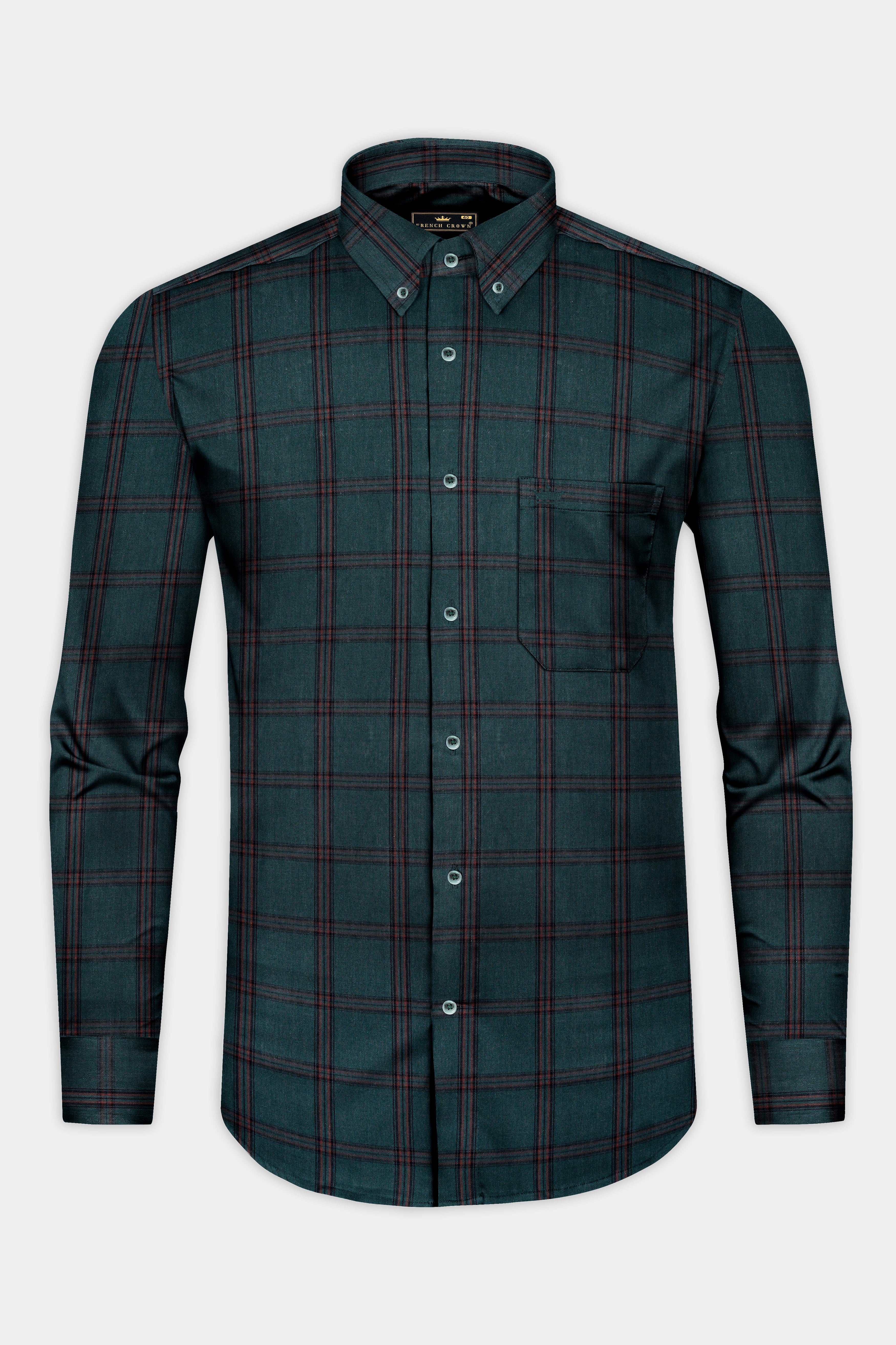 Timber Green Checked Twill Cotton Shirt