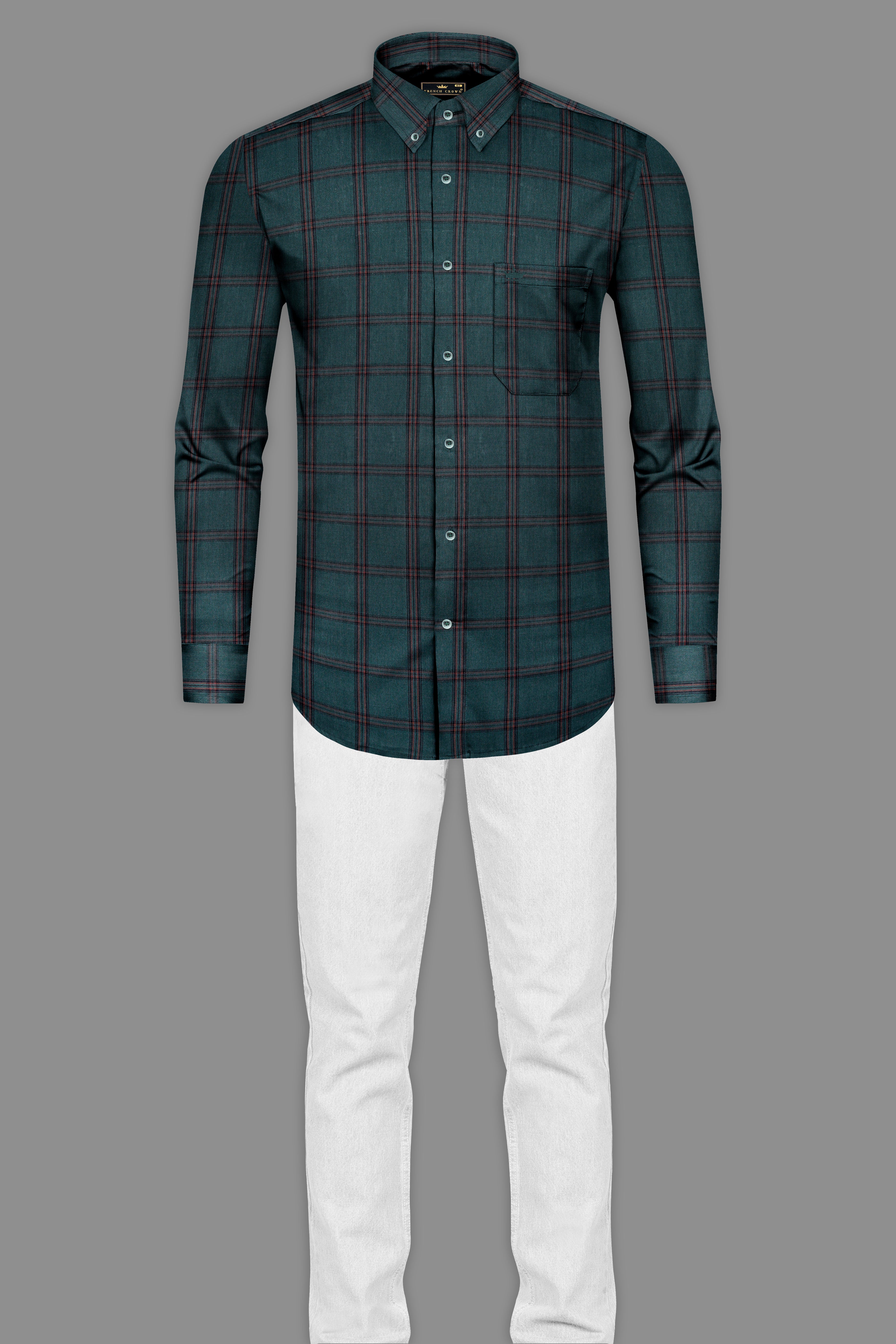 Timber Green Checked Twill Cotton Shirt