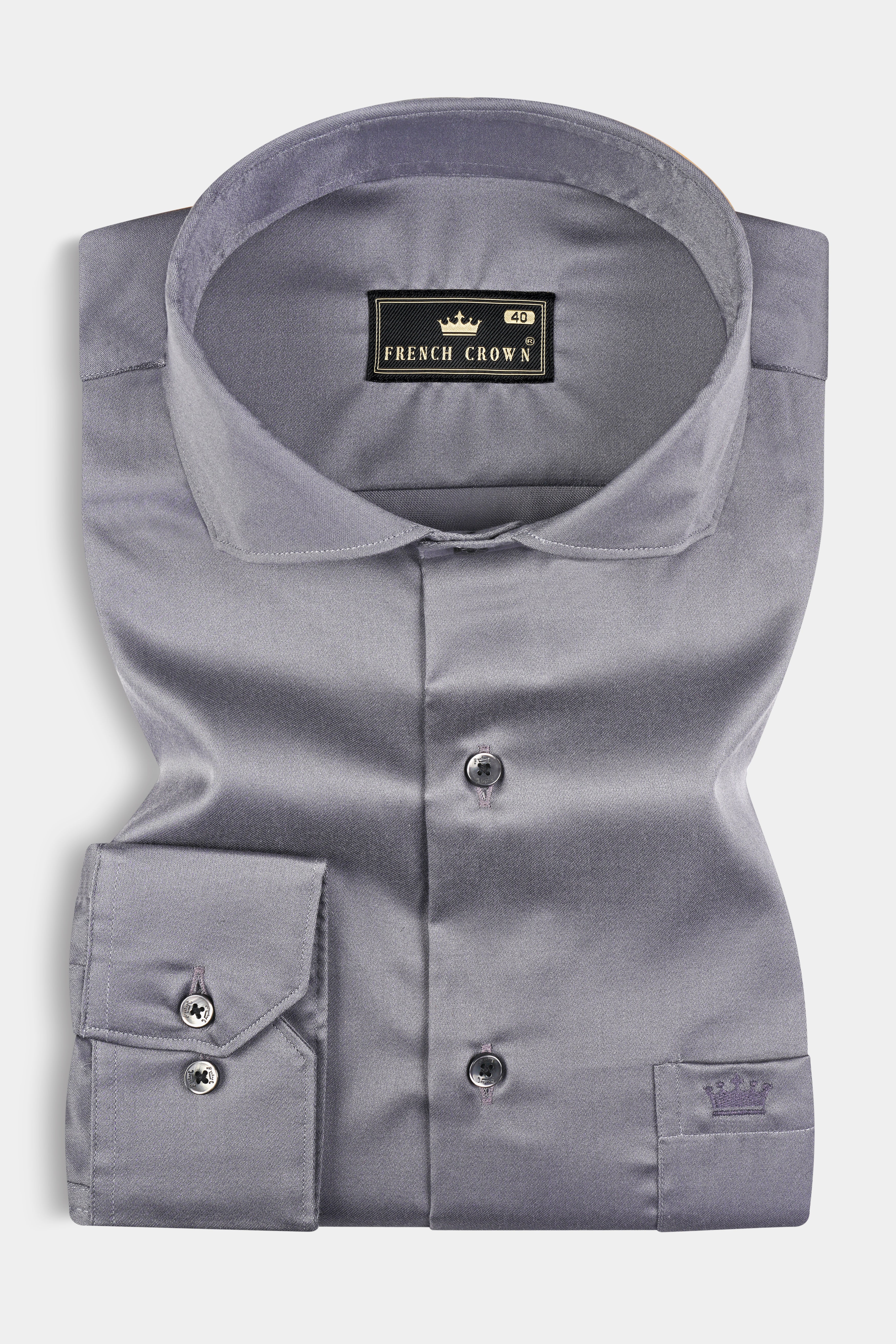 Venus Gray Solid Subtle Sheen Super Soft Premium Cotton Shirt