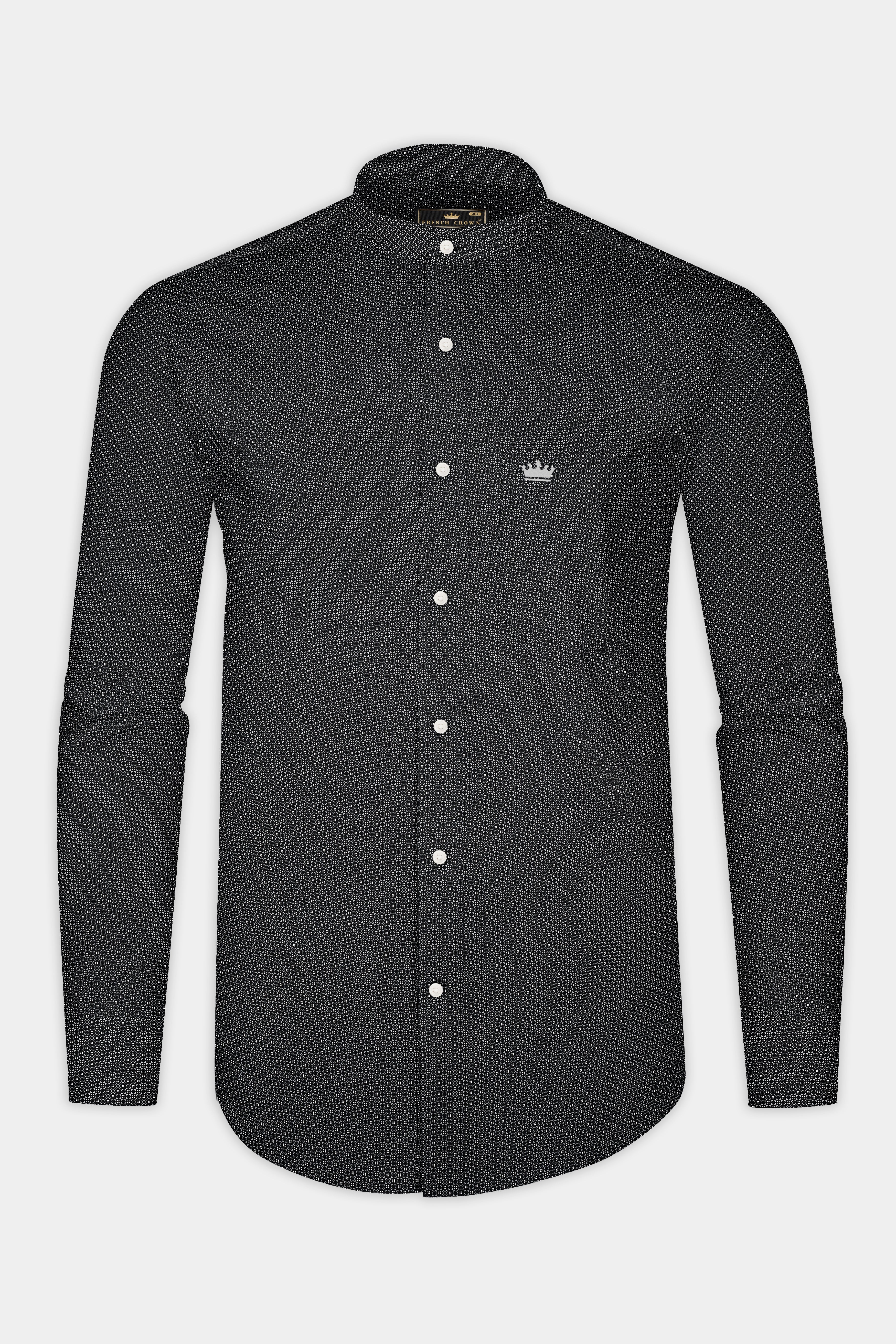 Jade Black Twill Printed Cotton Shirt