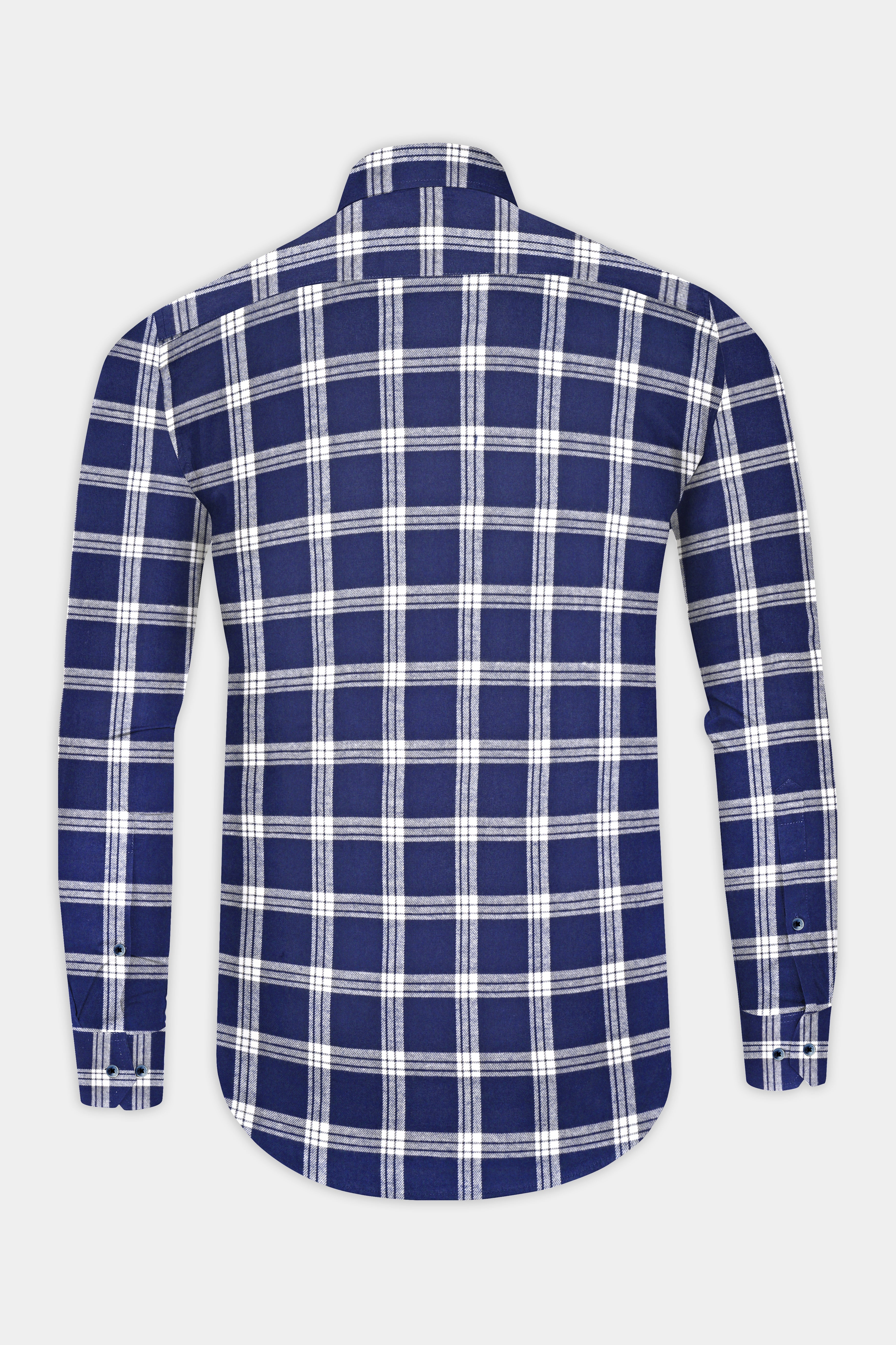 Zodiac Blue Windowpane Plaid Flannel Shirt