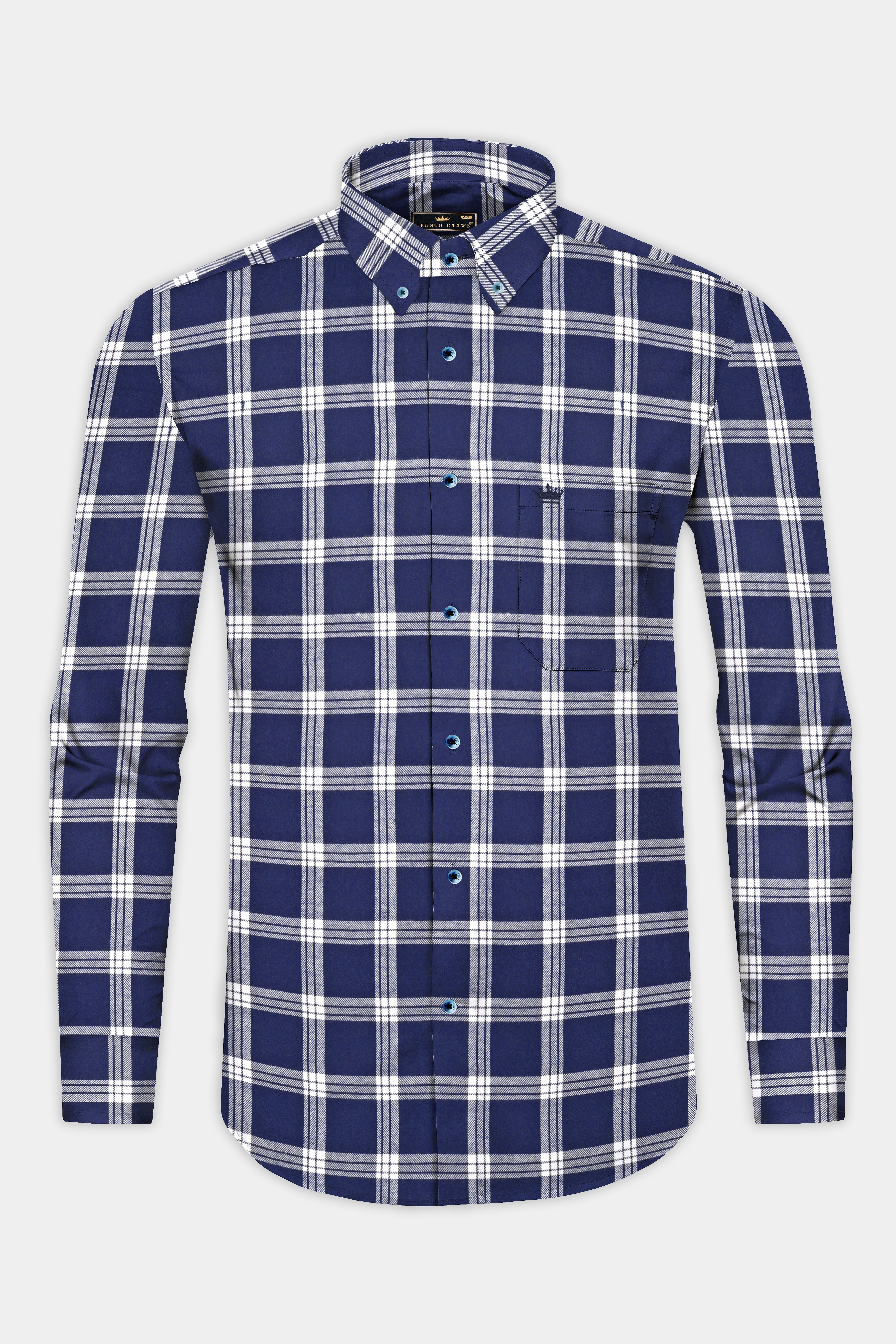 Zodiac Blue Windowpane Plaid Flannel Shirt