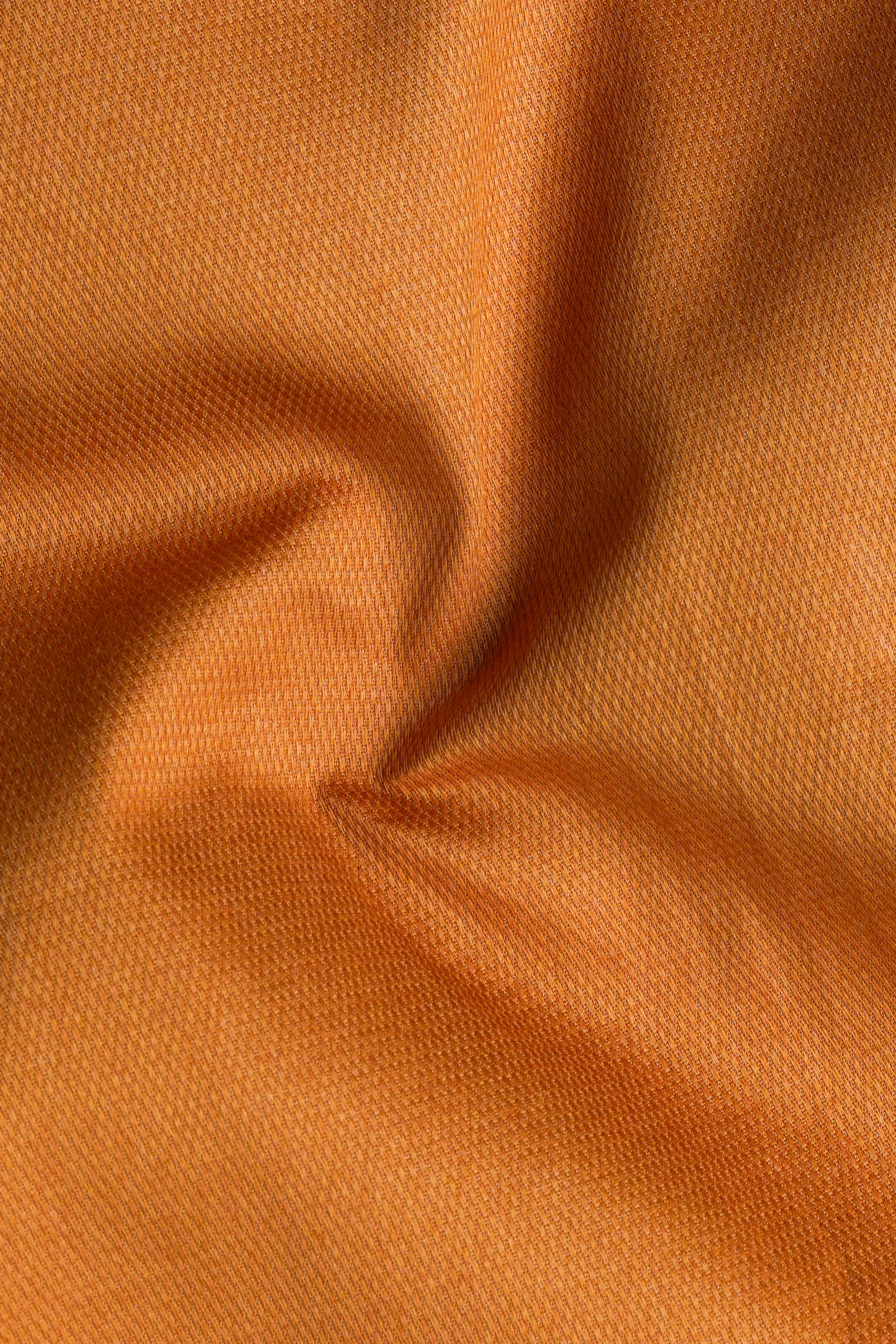 Ochre Orange Dobby Textured Premium Cotton Shirt