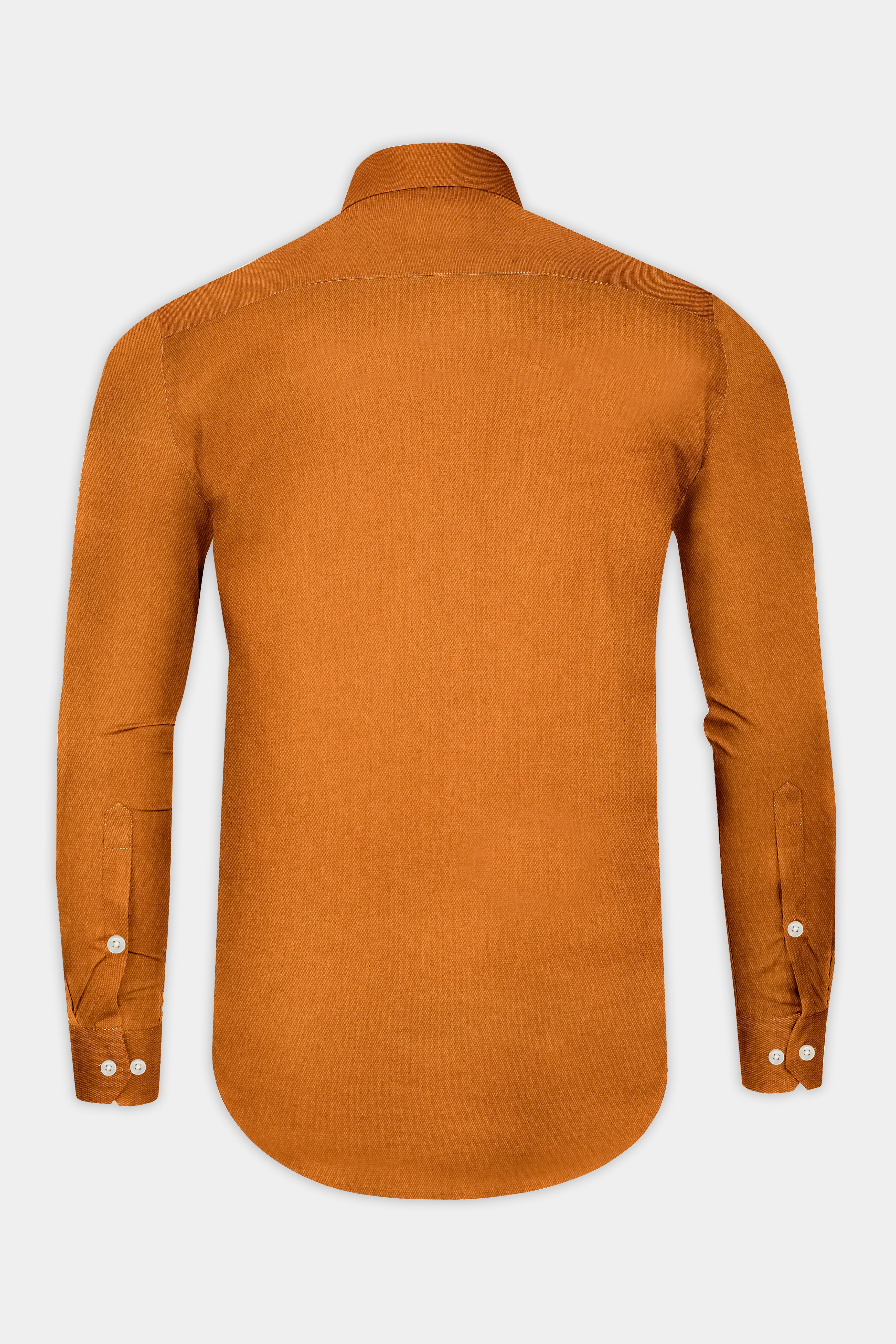 Ochre Orange Dobby Textured Premium Cotton Shirt