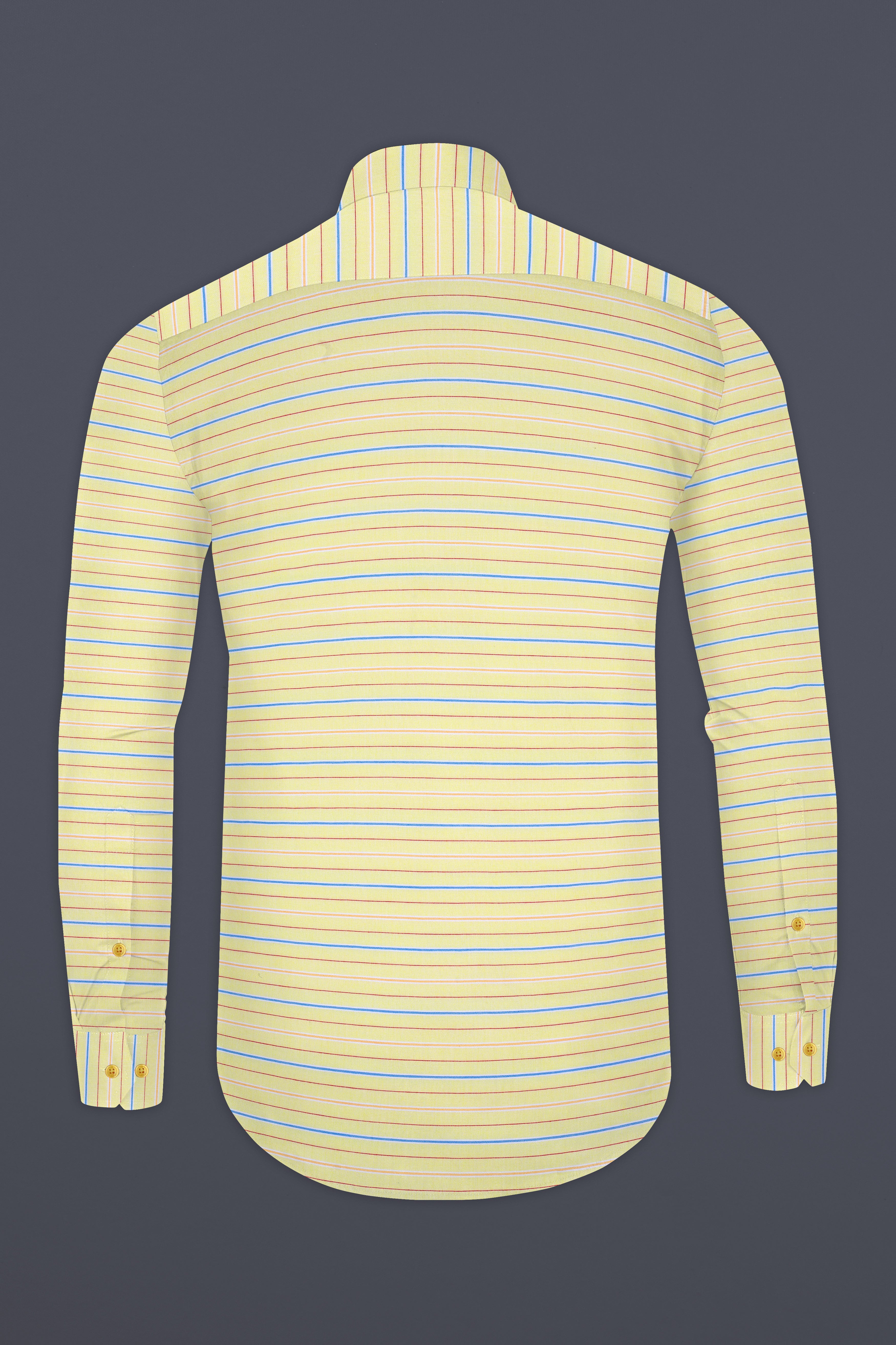 Hazel Yellow Striped Dobby Textured Premium Cotton Shirt