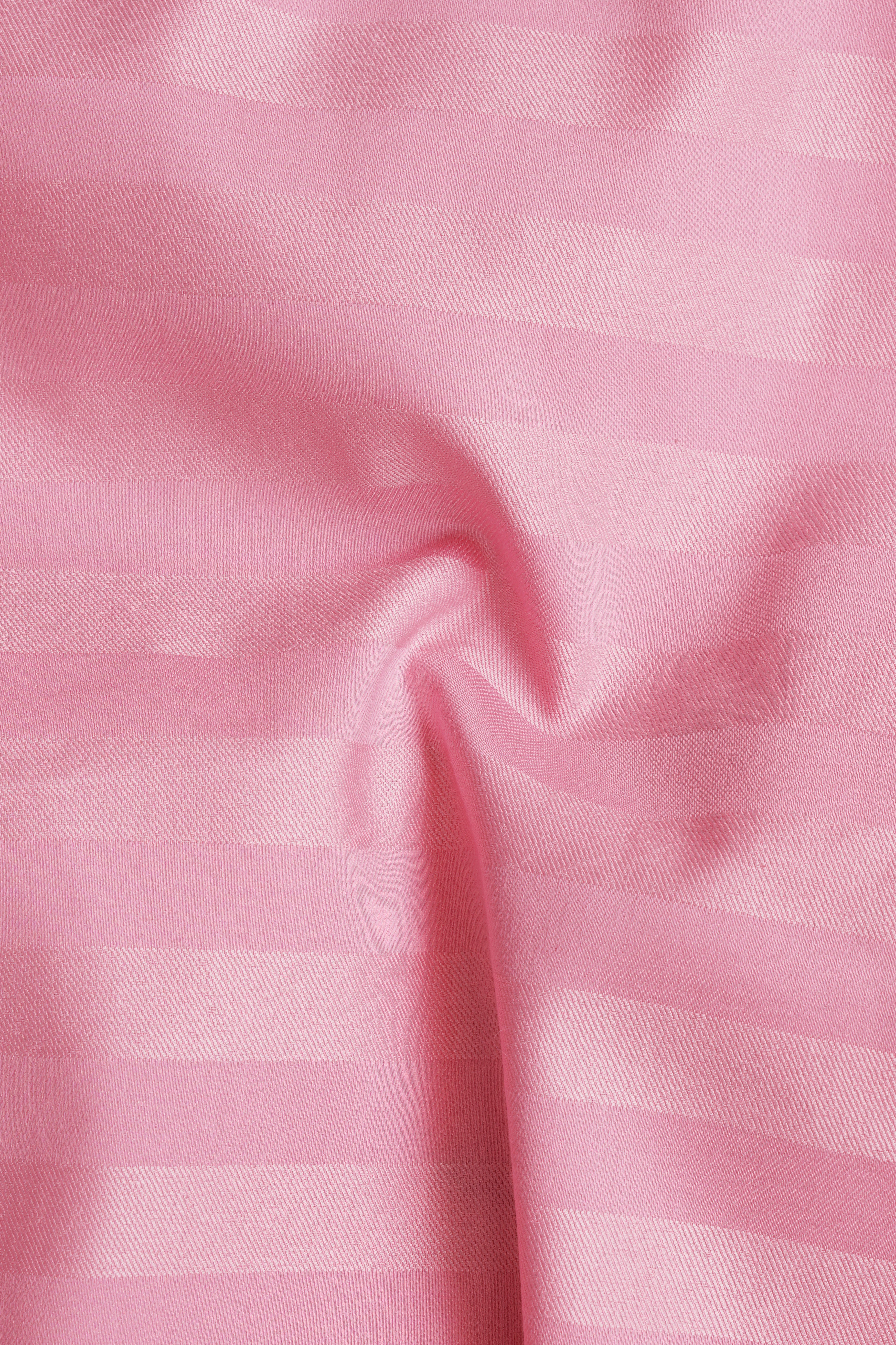 Rose Pink Striped Dobby Textured Premium Cotton Shirt