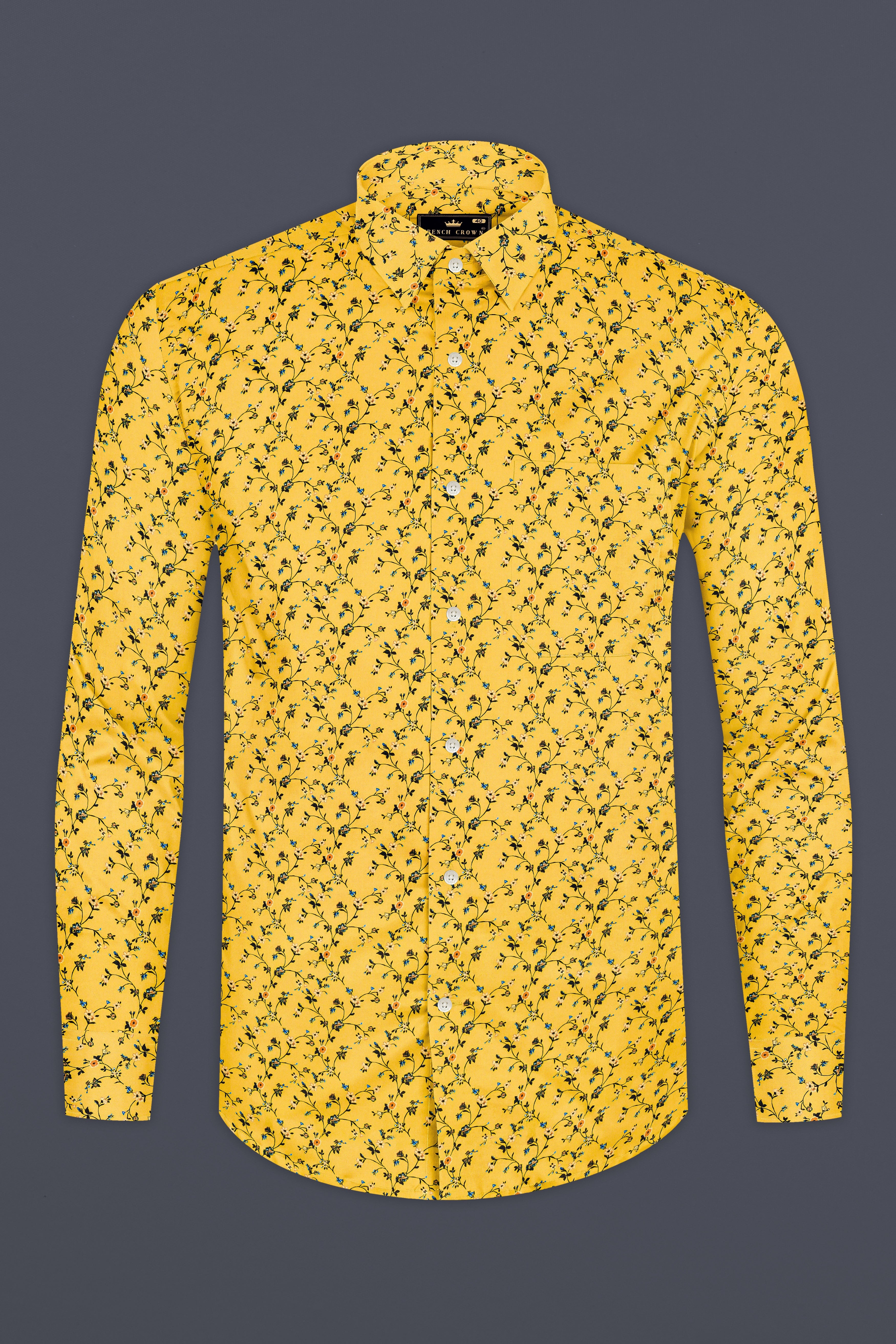 Naples Yellow Printed Giza Cotton Shirt